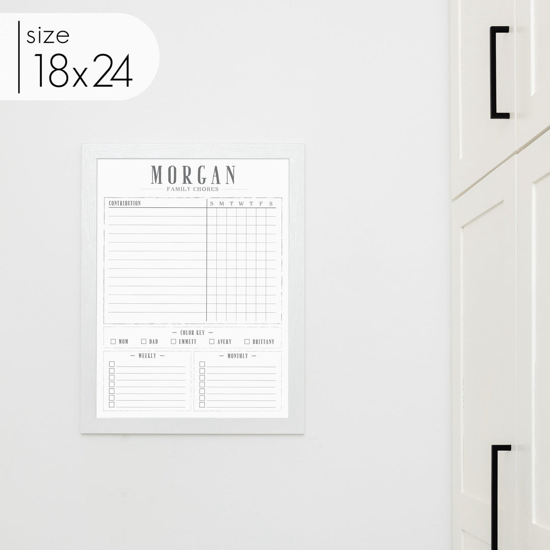Framed Whiteboard Family Chore Chart | Vertical Swanson