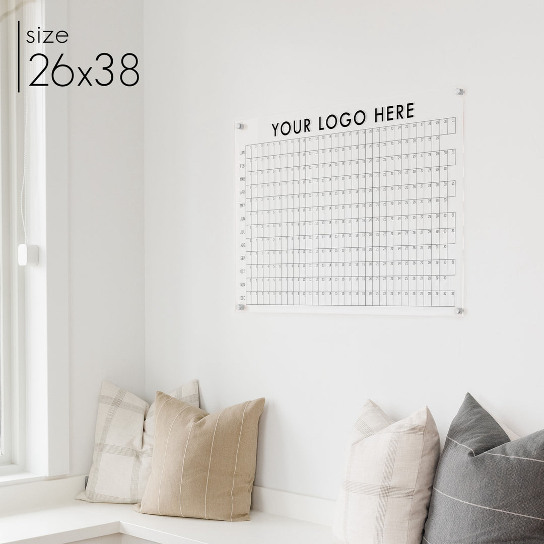 Acrylic Yearly Business Logo Calendar | Horizontal Madi