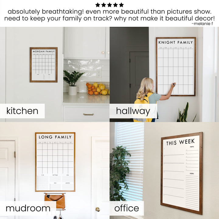 Week & Month Combo Framed Whiteboard + 6 sections | Horizontal Madi