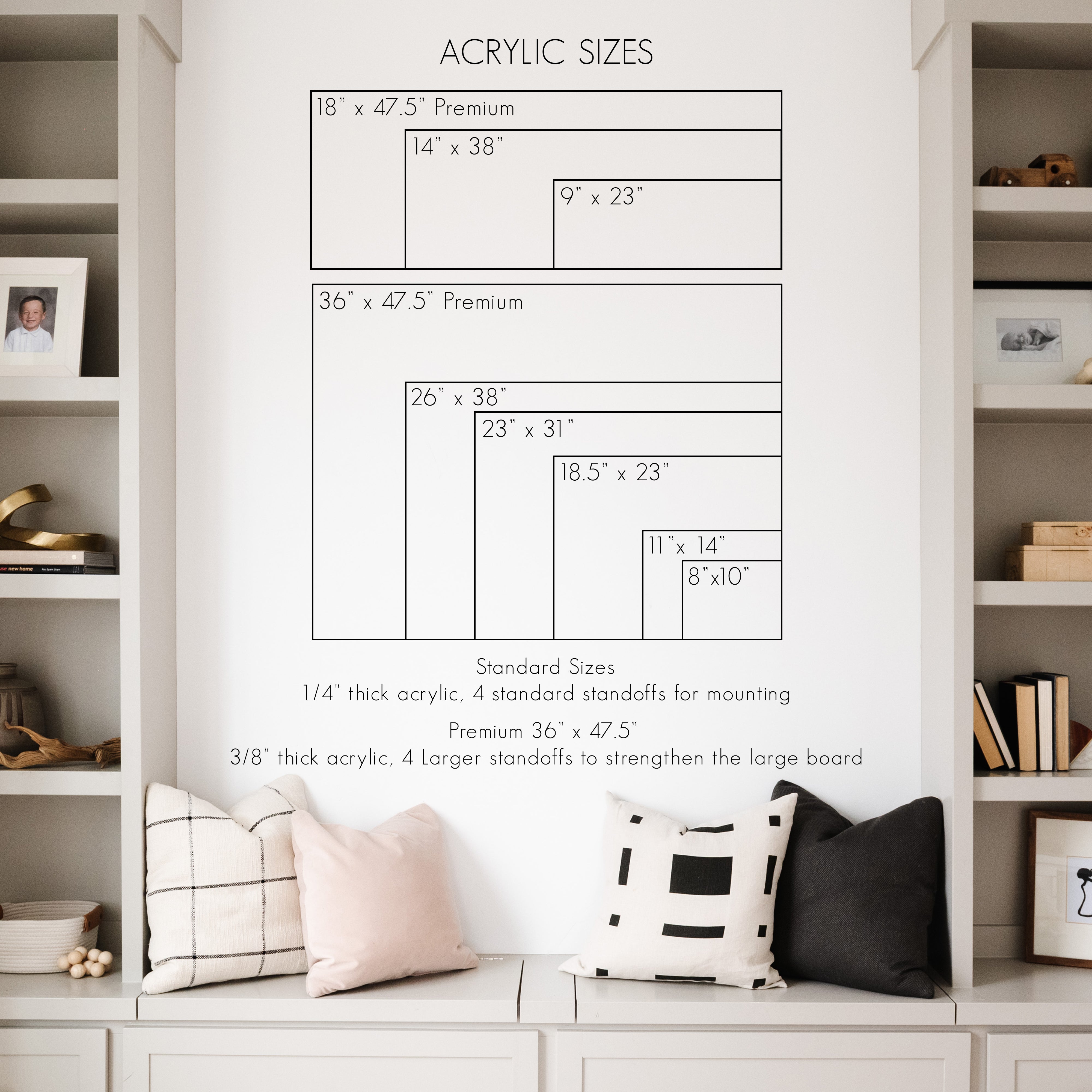 Monthly Frosted Acrylic Calendar + 1 Section | Horizontal Pennington