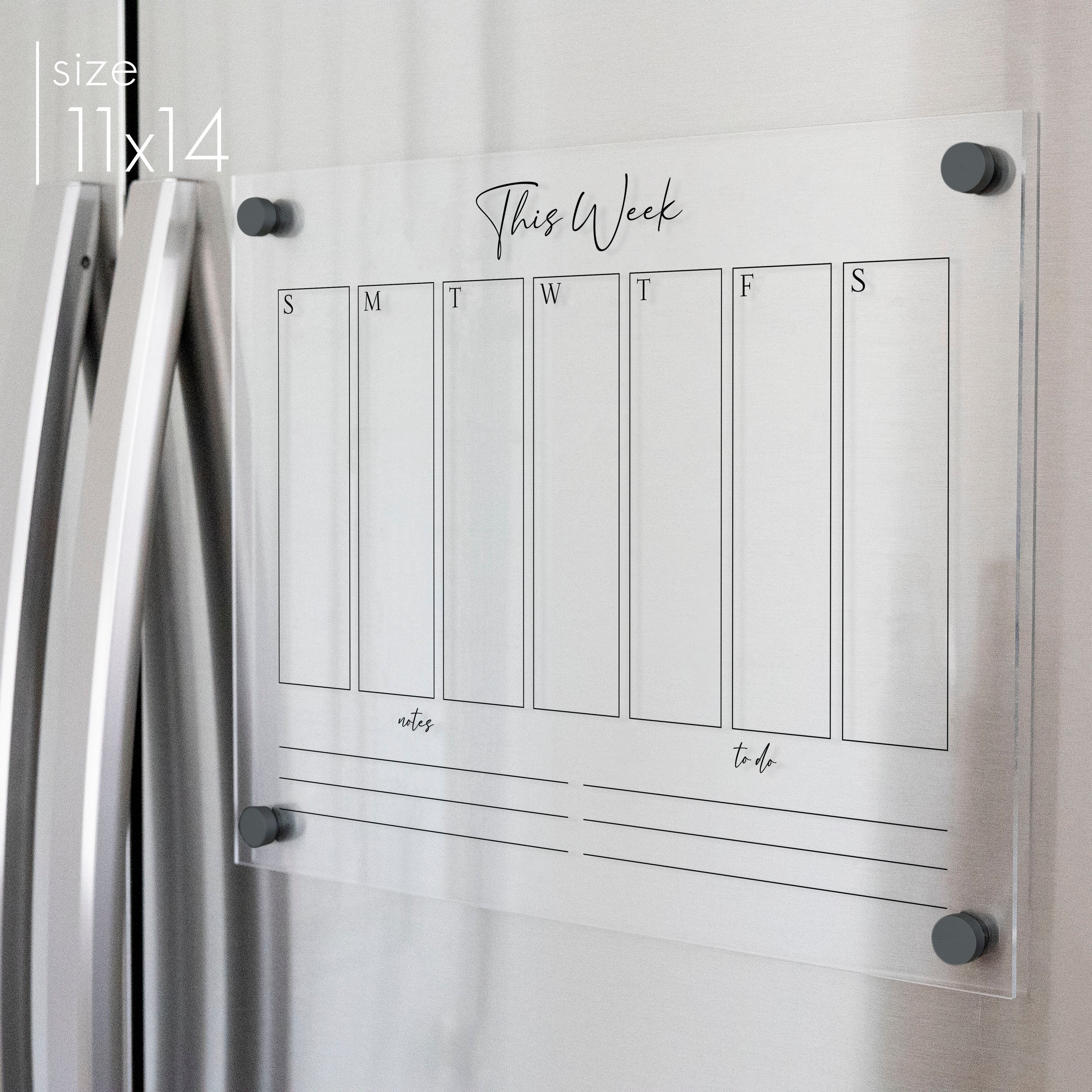 Weekly Acrylic Fridge Calendar + 2 Sections | Horizontal Pennington