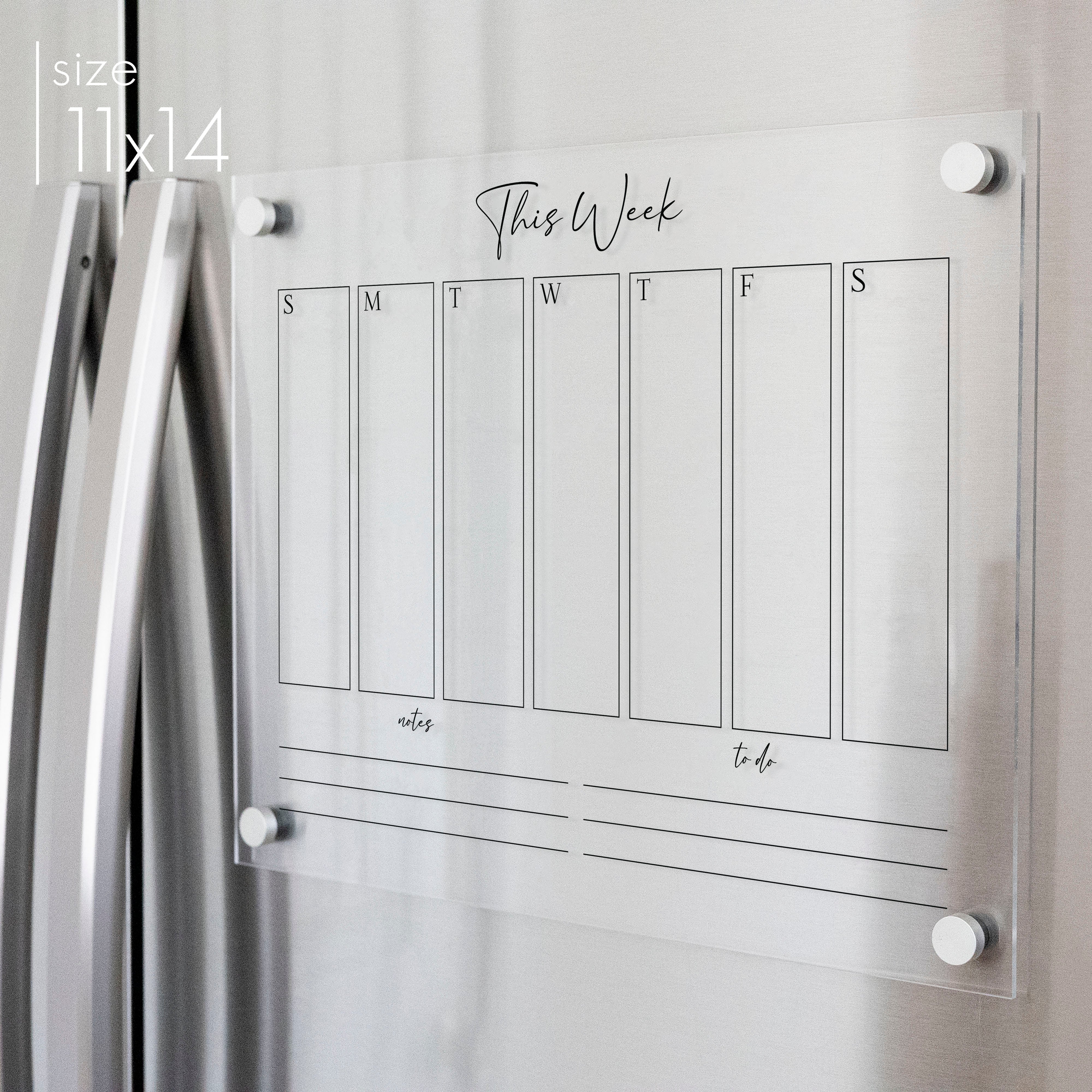 Weekly Acrylic Fridge Calendar + 2 Sections | Horizontal Pennington