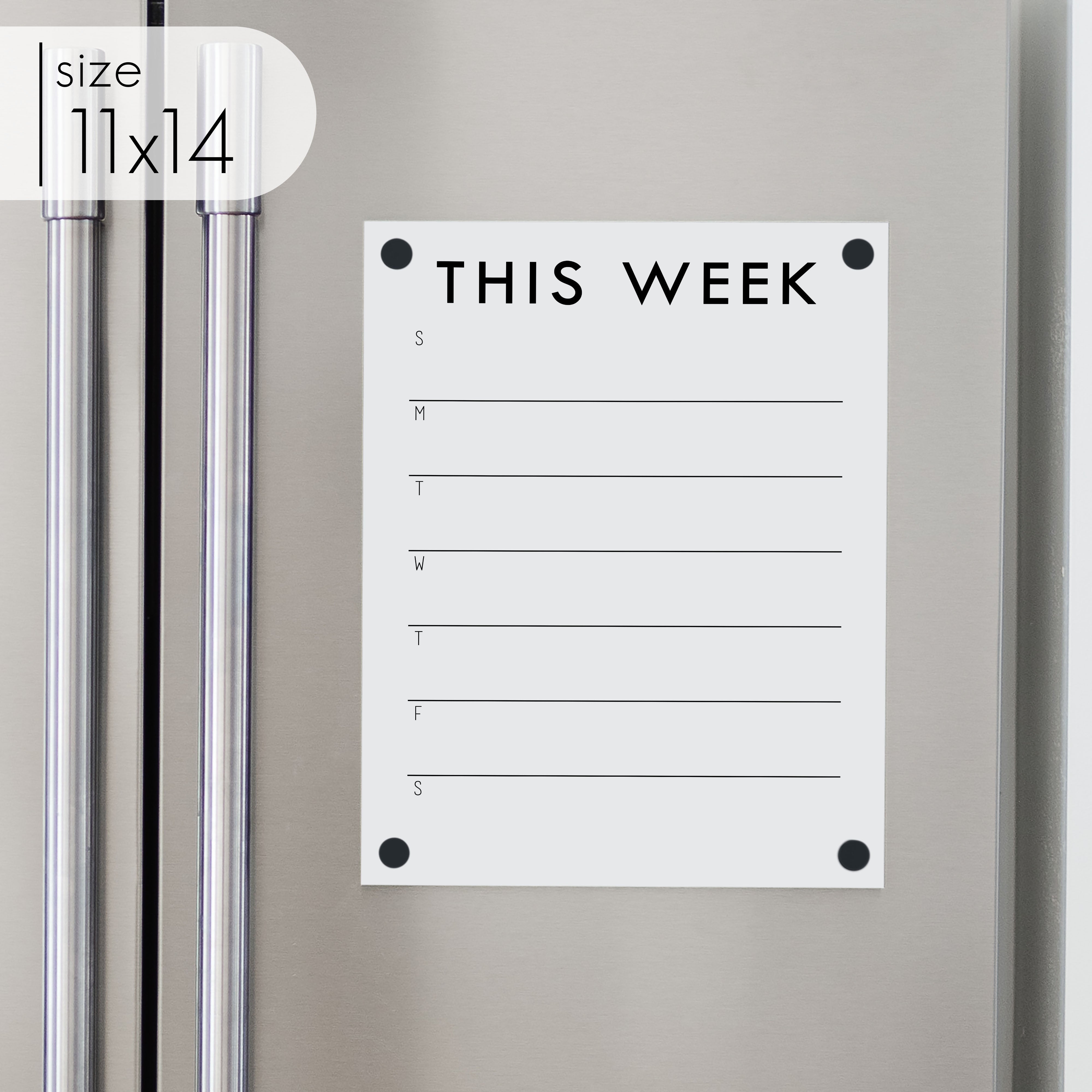 Weekly Acrylic White Fridge Calendar | Vertical Madi