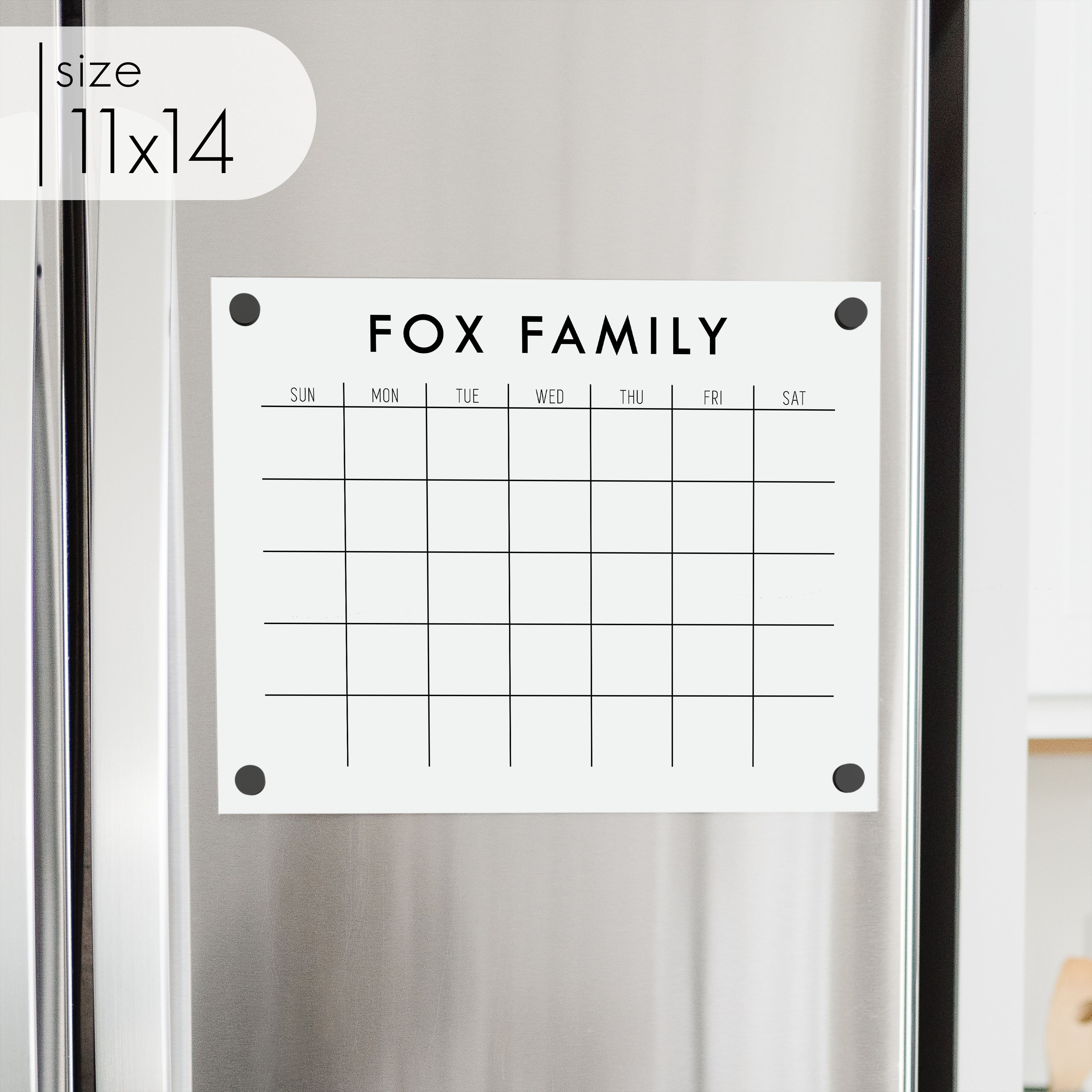 Monthly Acrylic White Fridge Calendar | Horizontal Madi