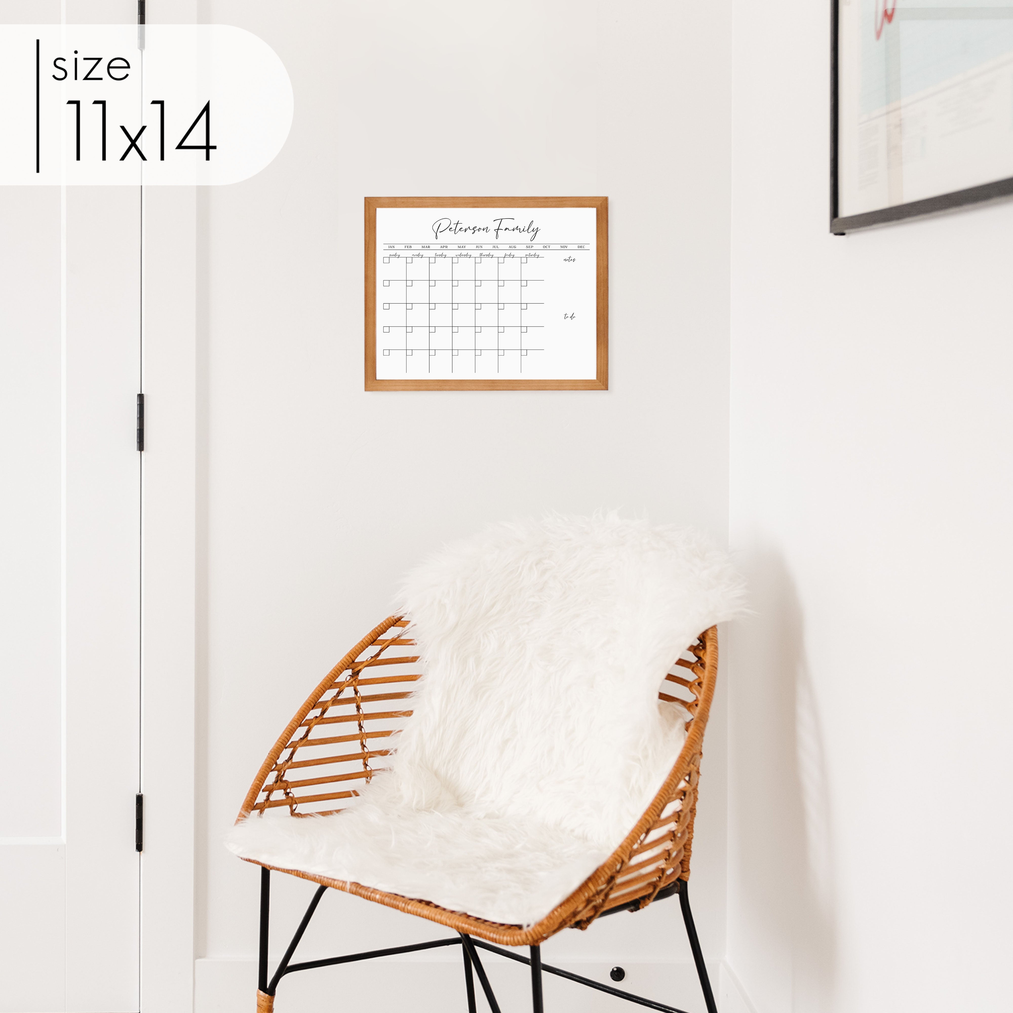 Monthly Framed Whiteboard Calendar + 2 sections | Horizontal Pennington