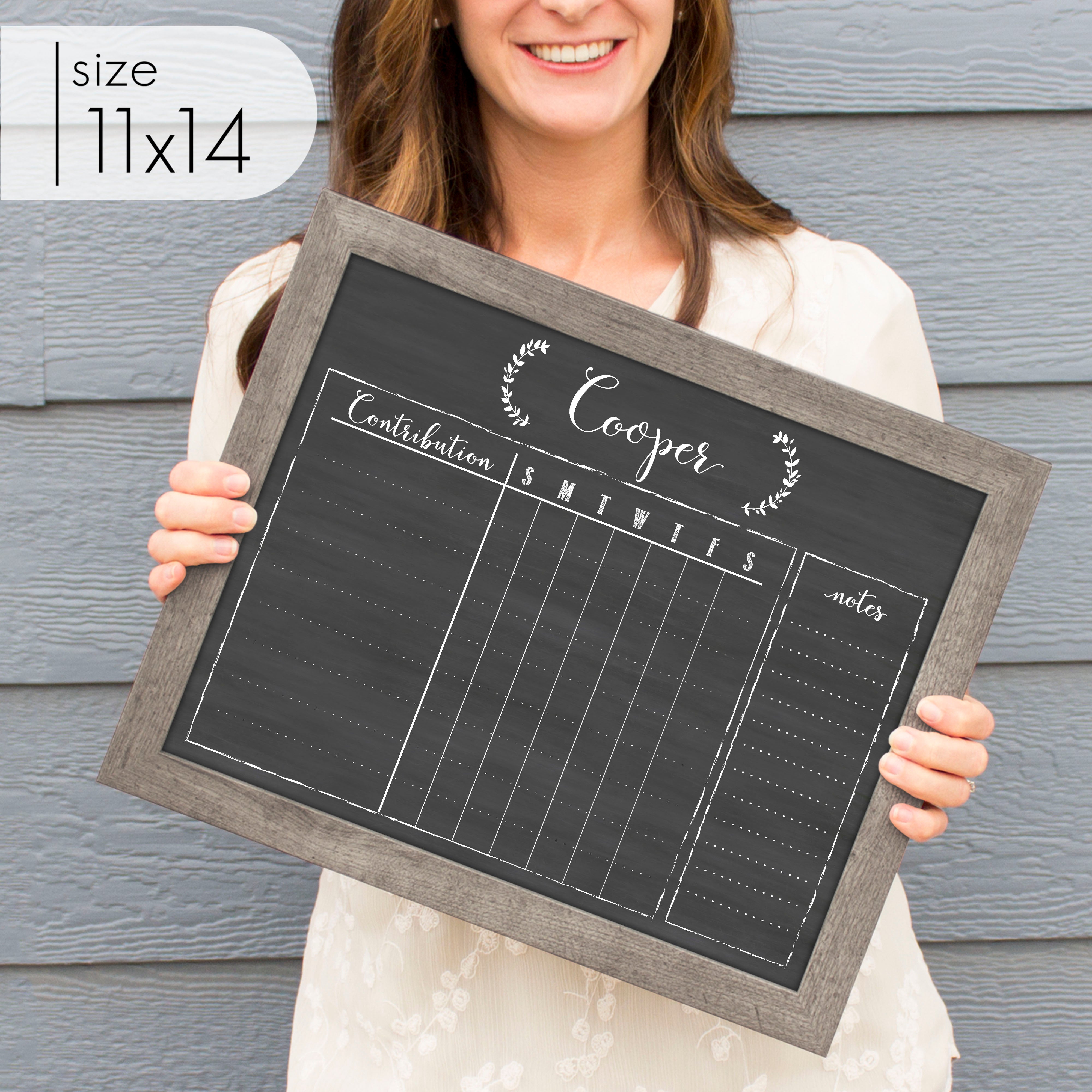 1 Person Framed Chalkboard Chore Chart | Horizontal Eagleton