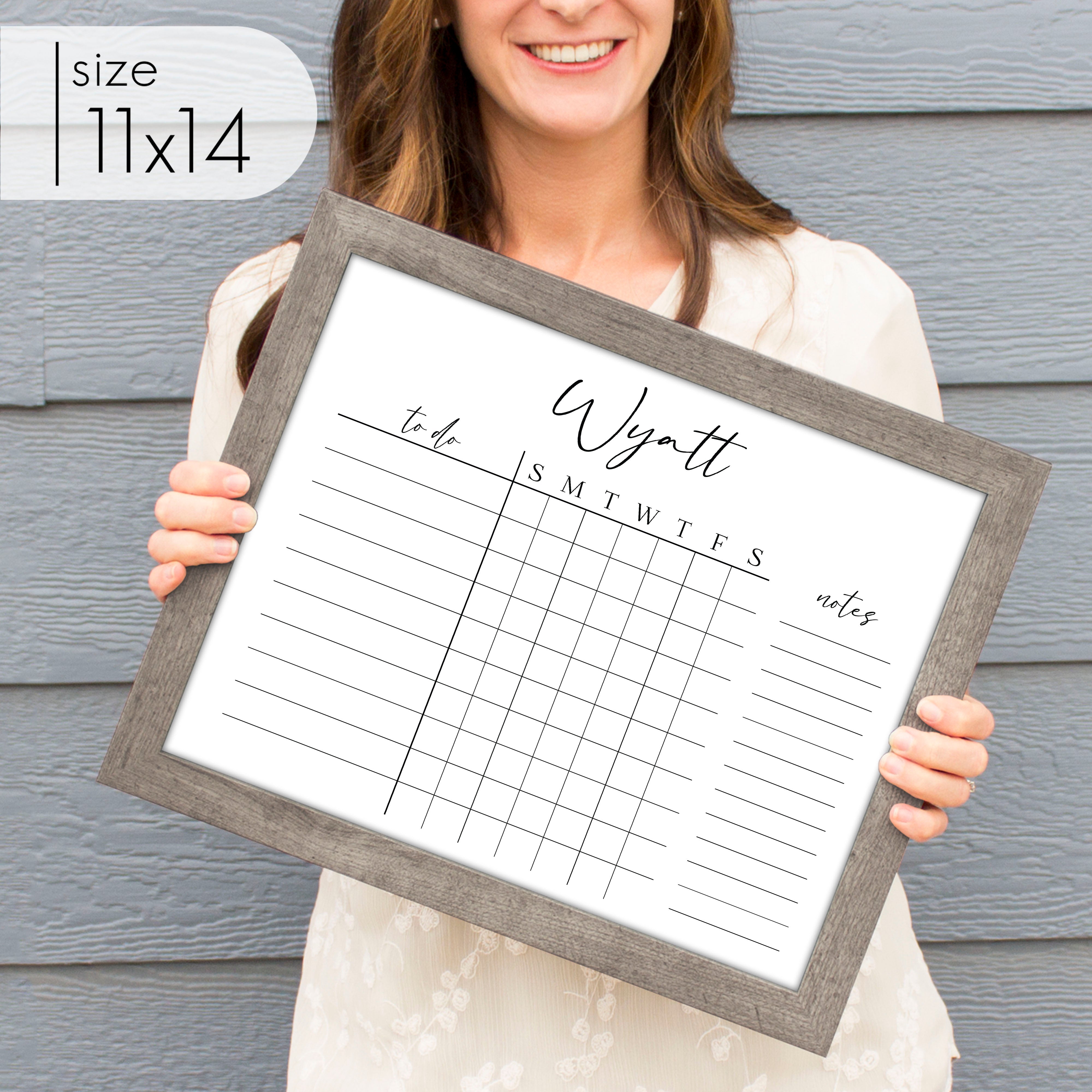 1 Person Framed Whiteboard Chore Chart | Horizontal Pennington