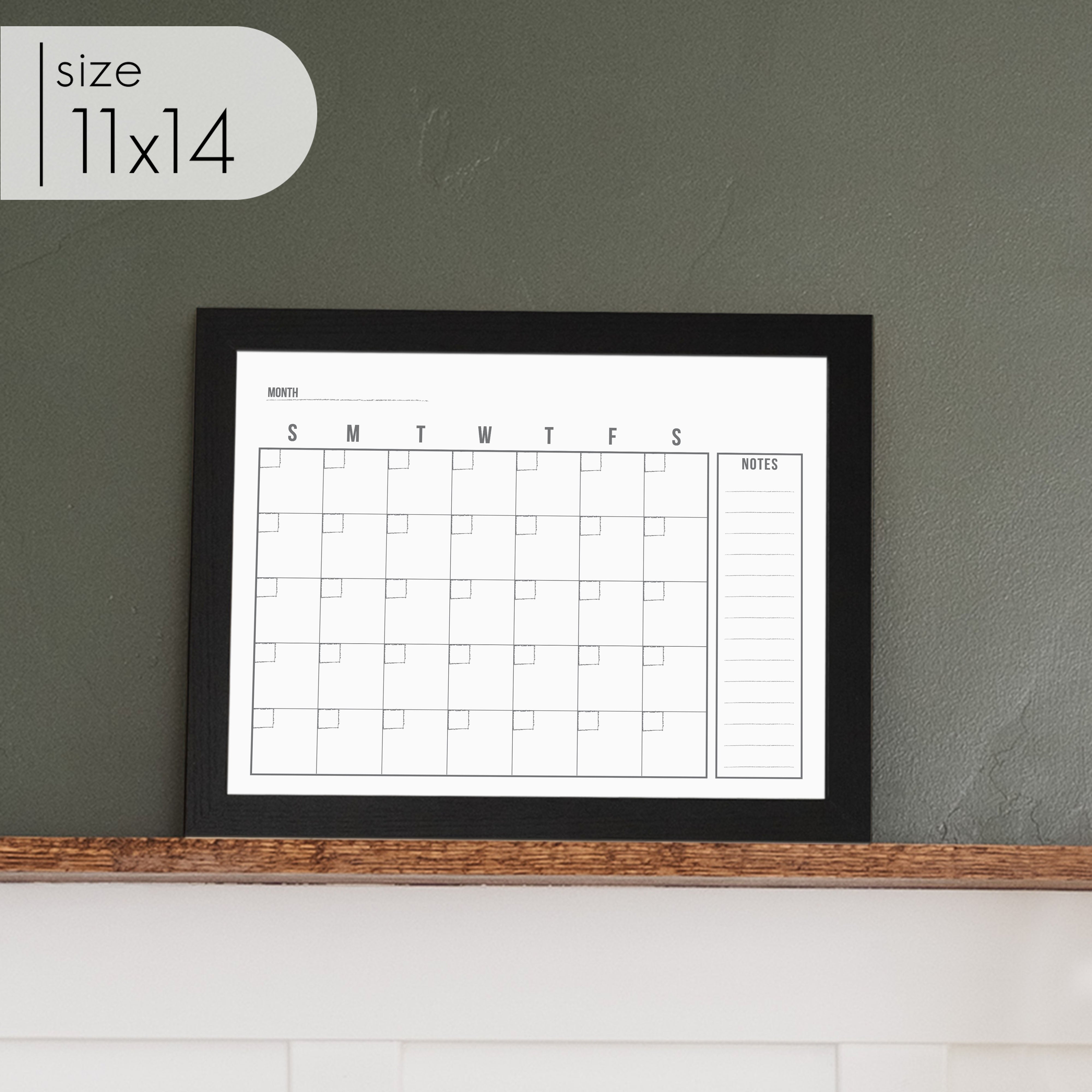 Monthly Framed Whiteboard Calendar + 1 section | Horizontal Dwyer