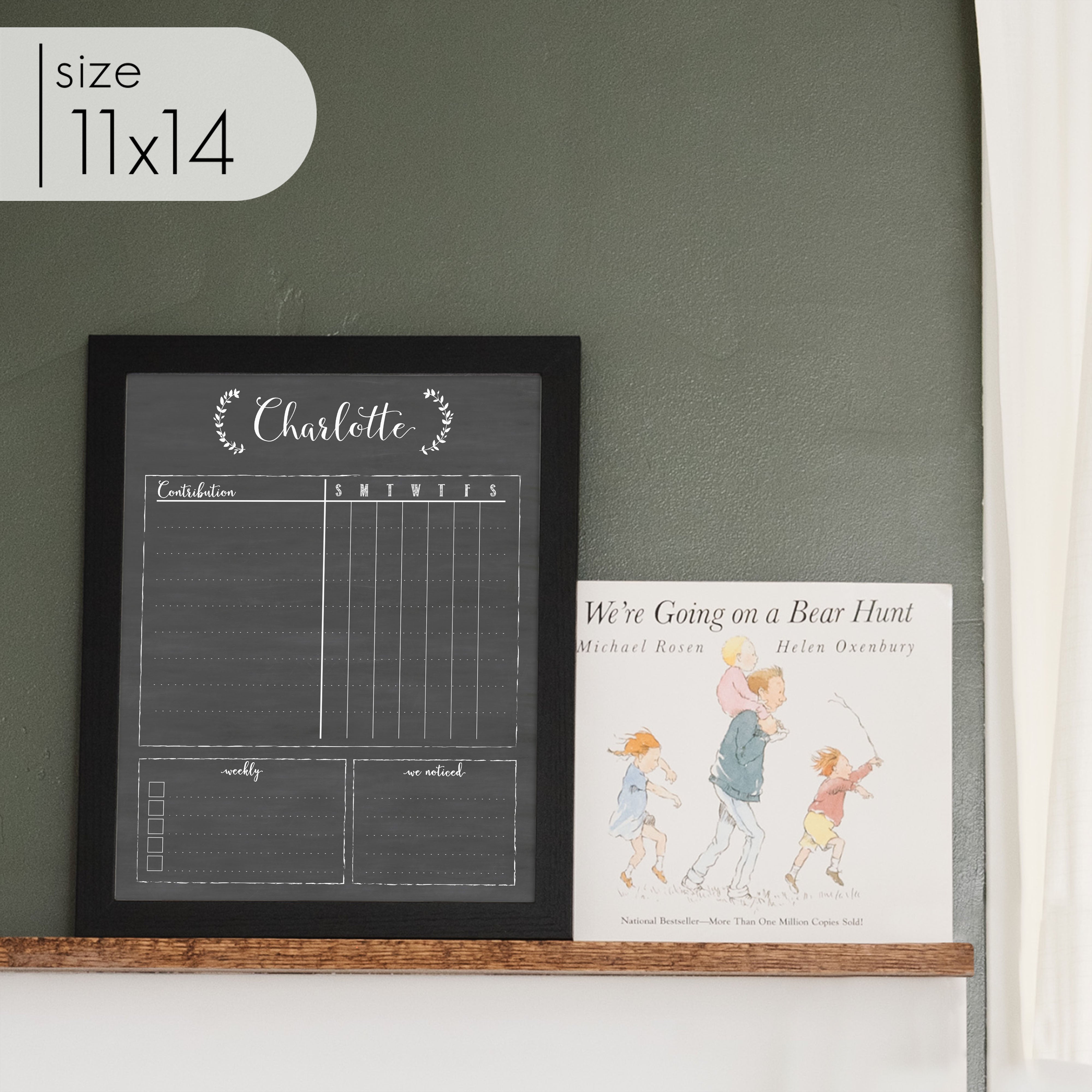 1 Person Framed Chalkboard Chore Chart  | Vertical Eagleton