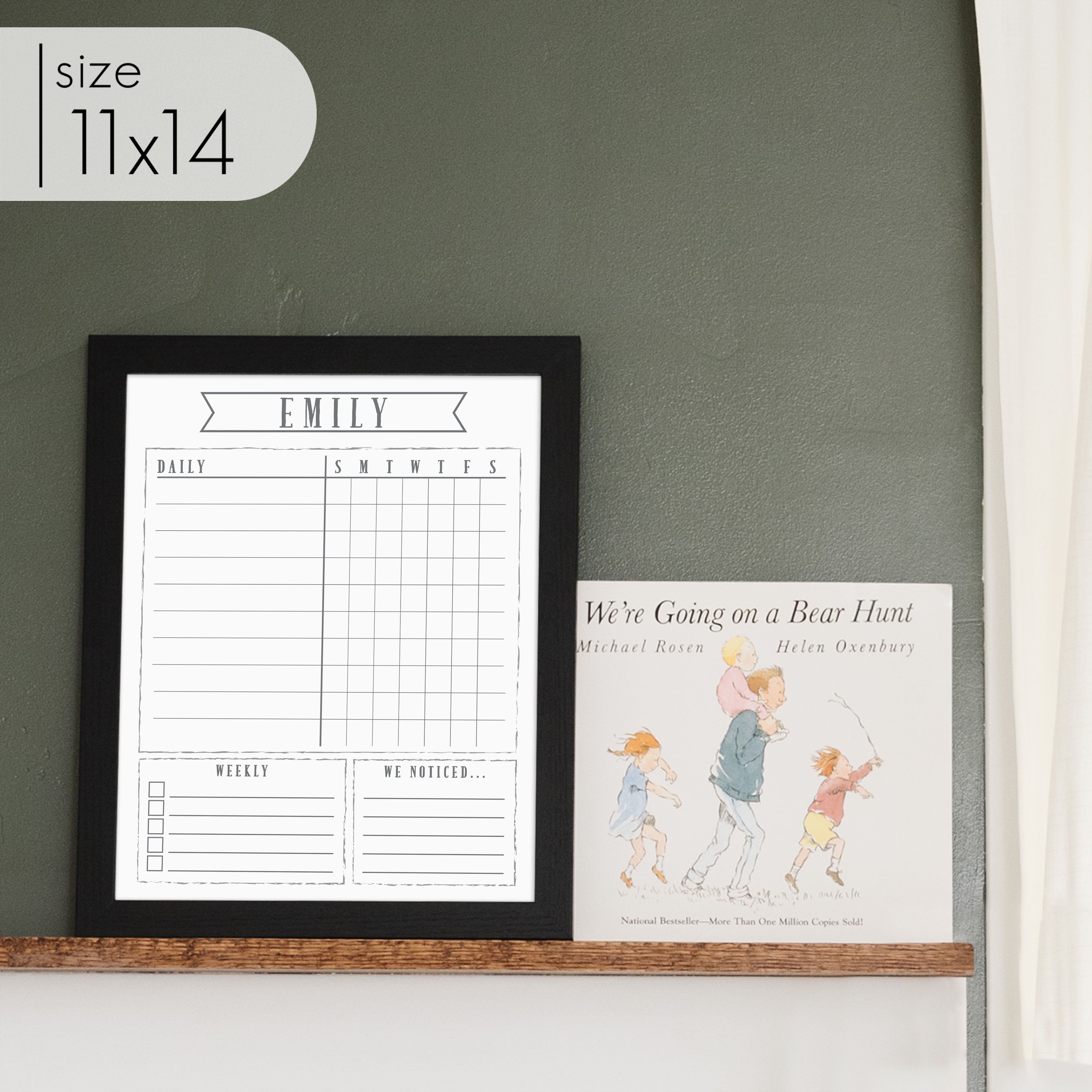 1 Person Framed Whiteboard Chore Chart  | Vertical Swanson