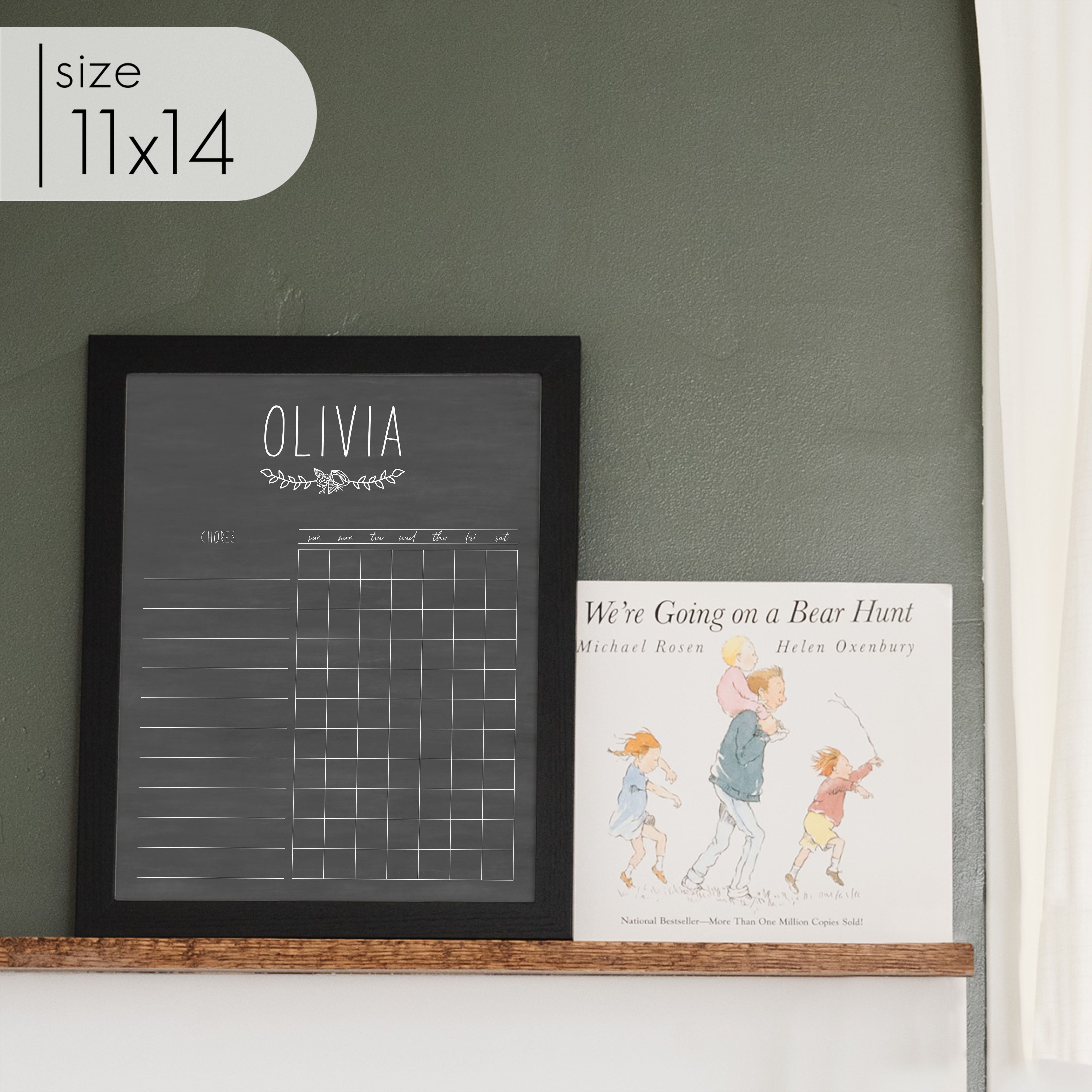 1 Person Framed Chalkboard Chore Chart  | Vertical Lucy