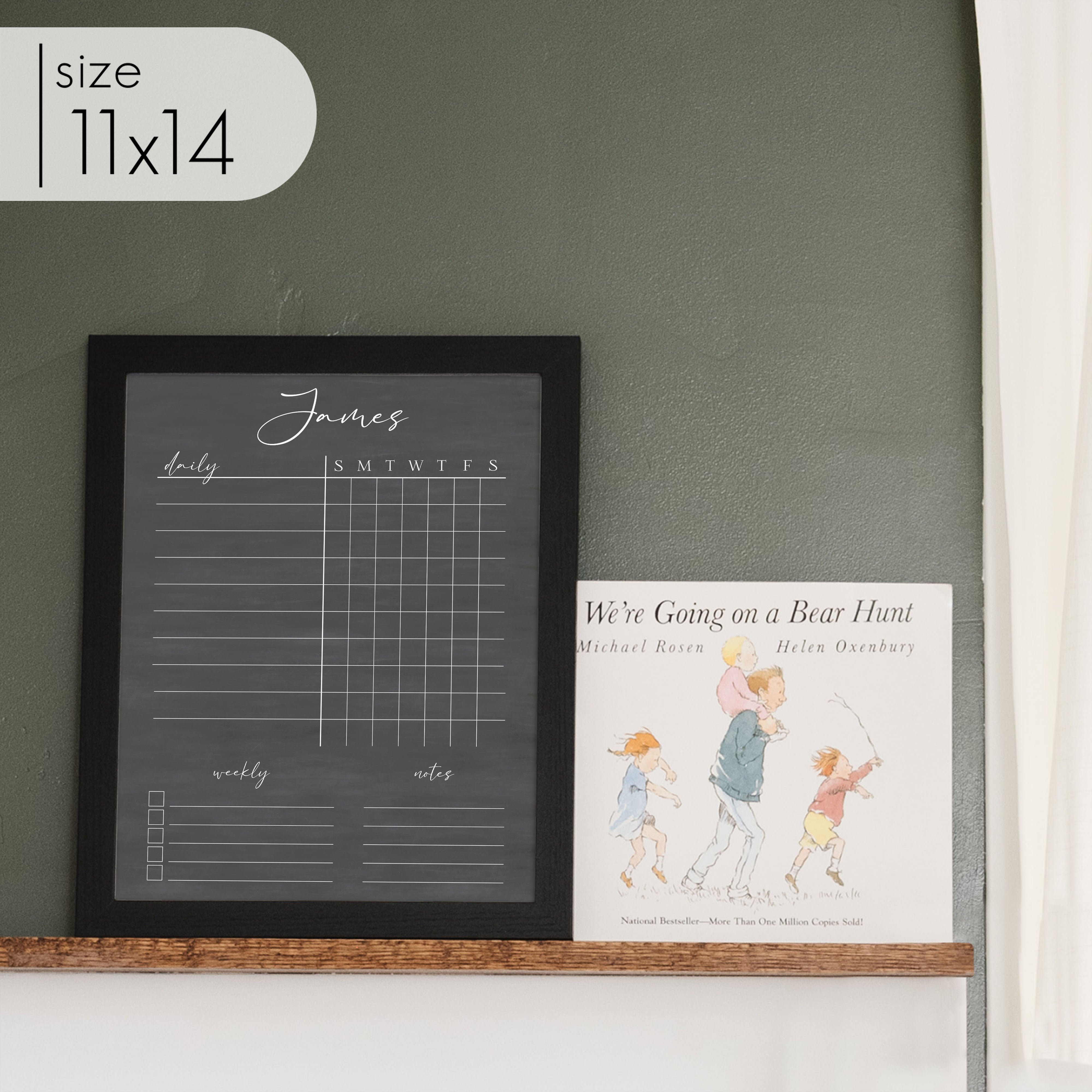 1 Person Framed Chalkboard Chore Chart  | Vertical Pennington