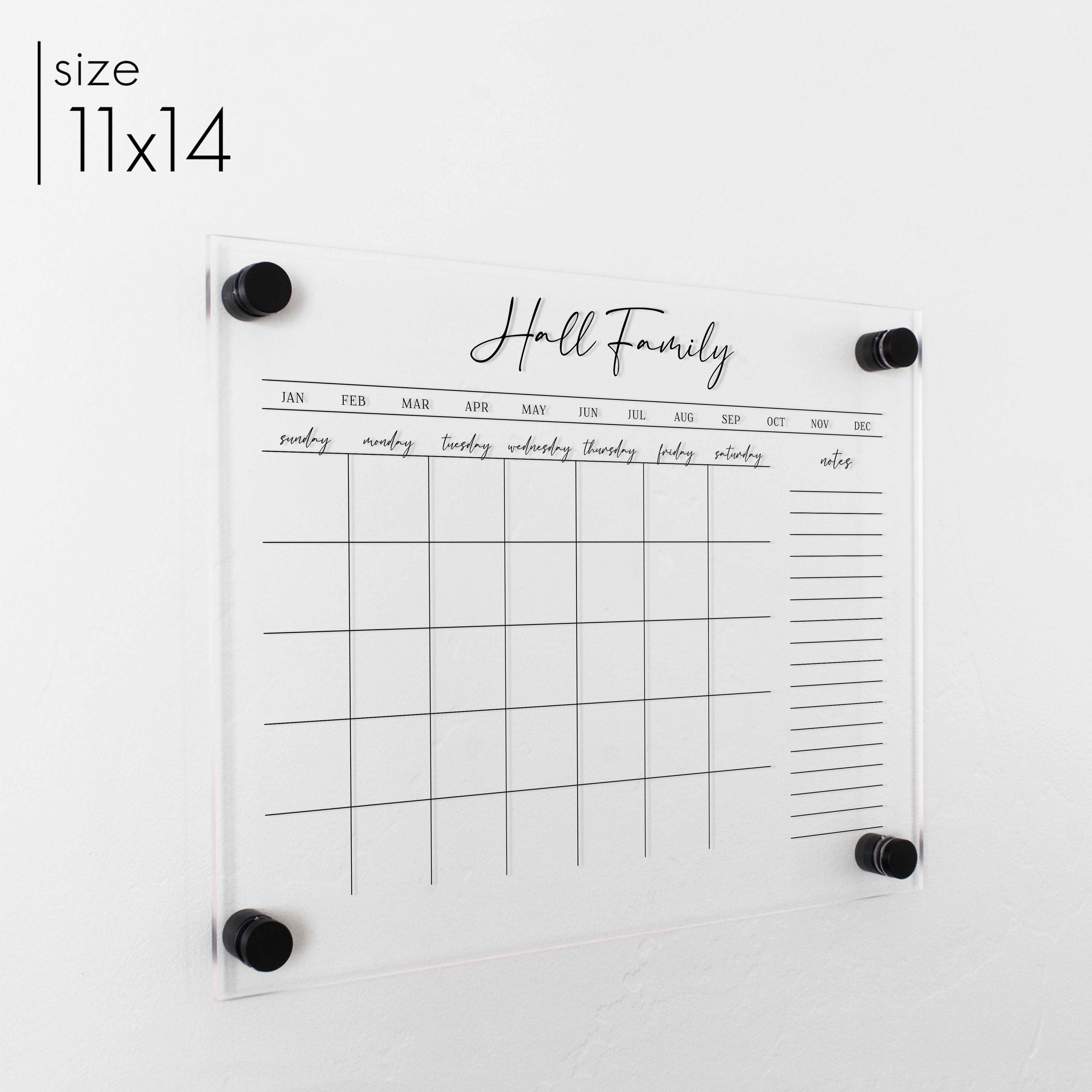 Monthly Acrylic Calendar + 1 Section | Horizontal Pennington
