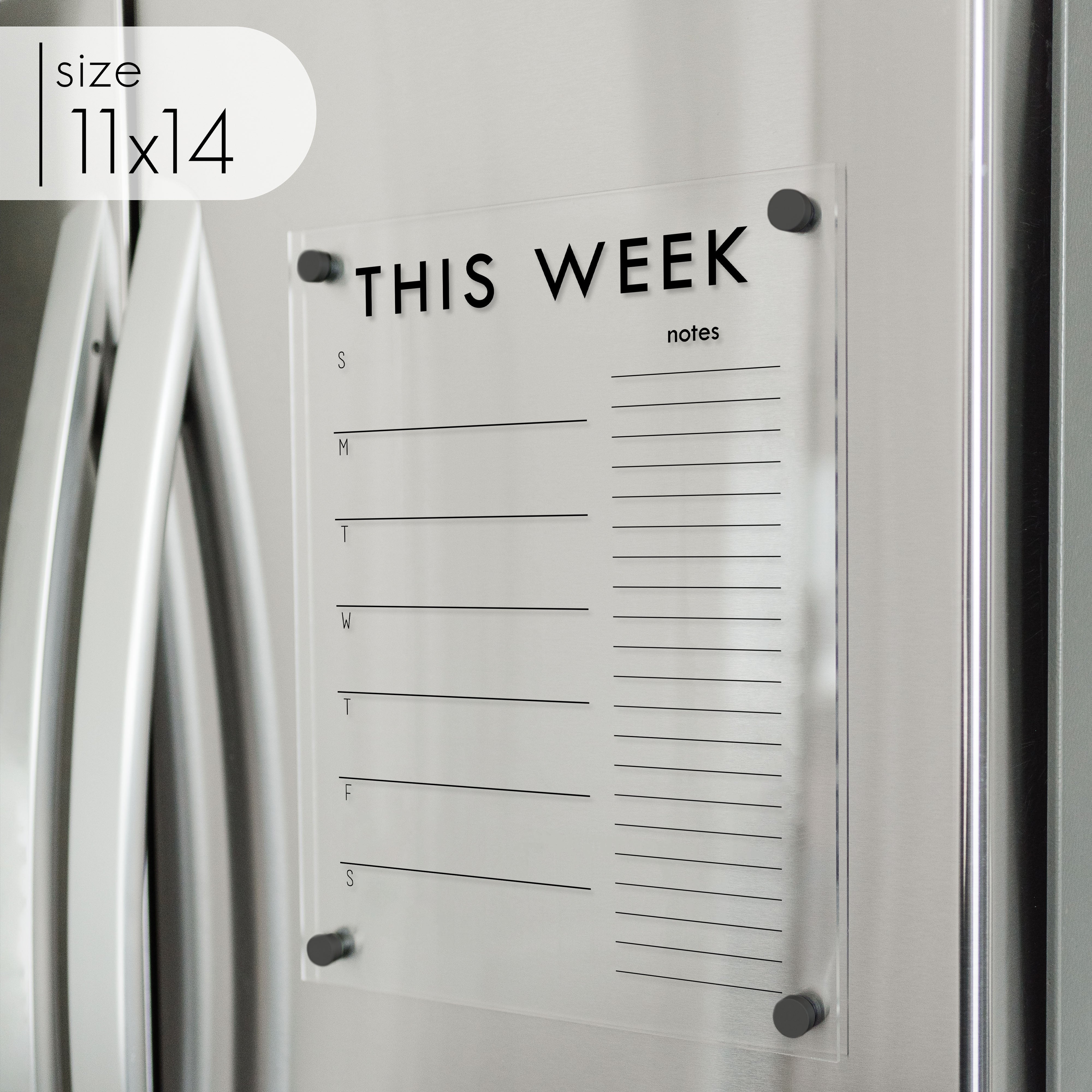 Weekly Acrylic Fridge Calendar + 1 Section | Vertical Madi