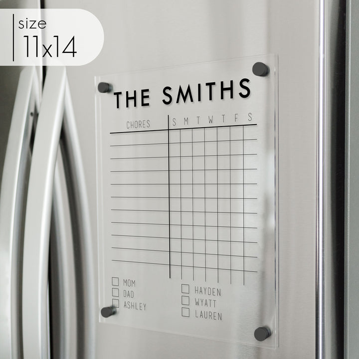 Acrylic Fridge Family Chore Chart | Vertical Madi
