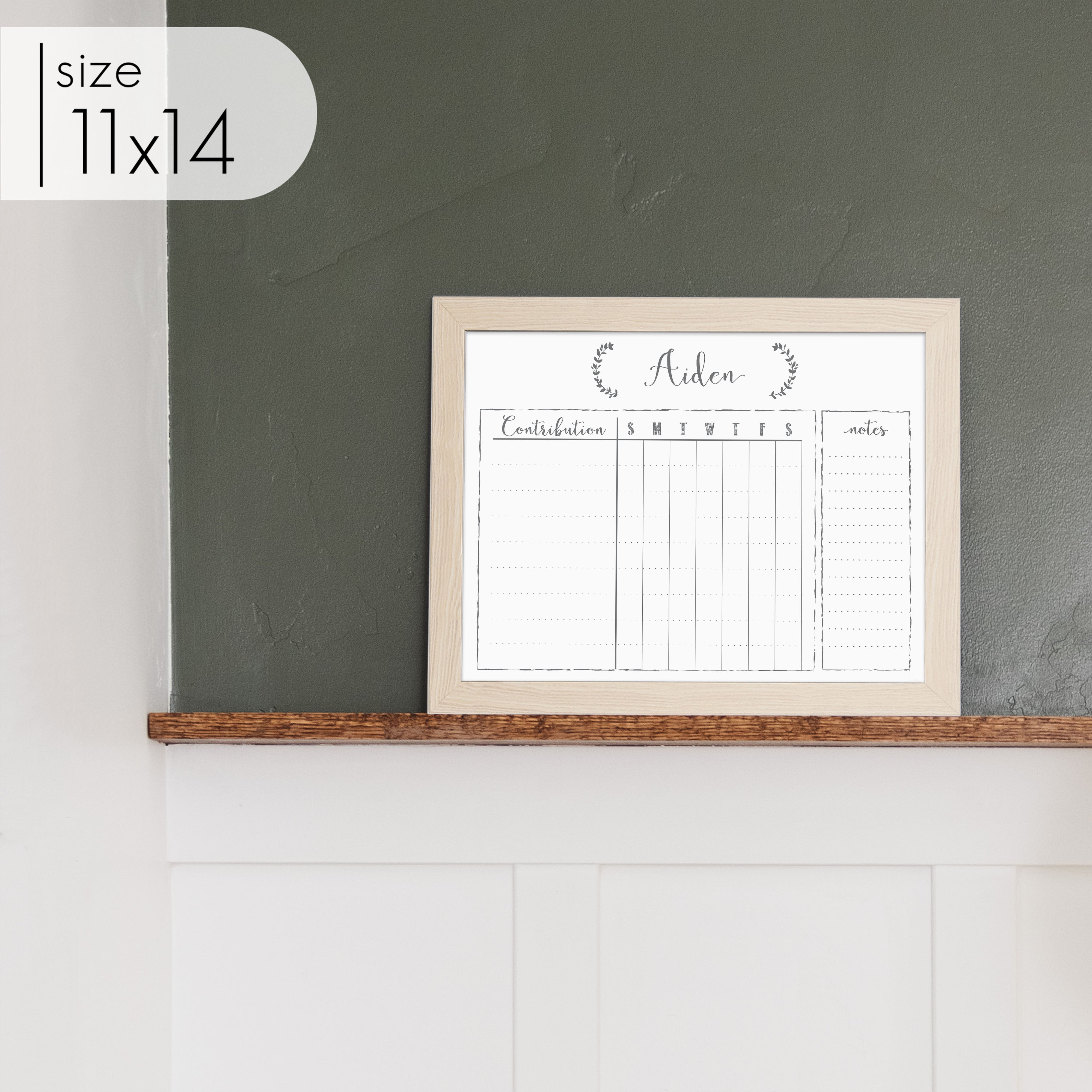 1 Person Framed Whiteboard Chore Chart | Horizontal Eagleton