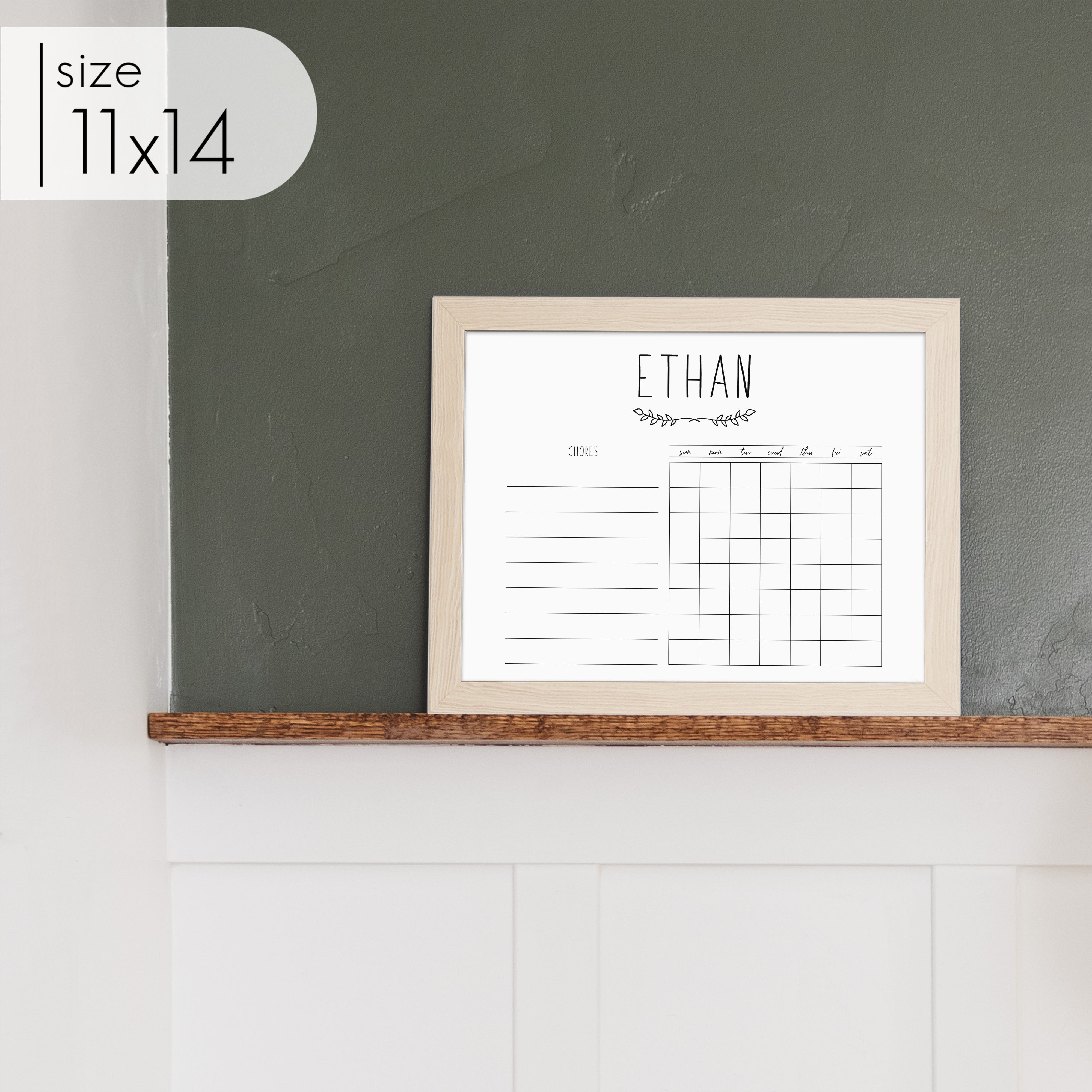 1 Person Framed Whiteboard Chore Chart | Horizontal Lucy