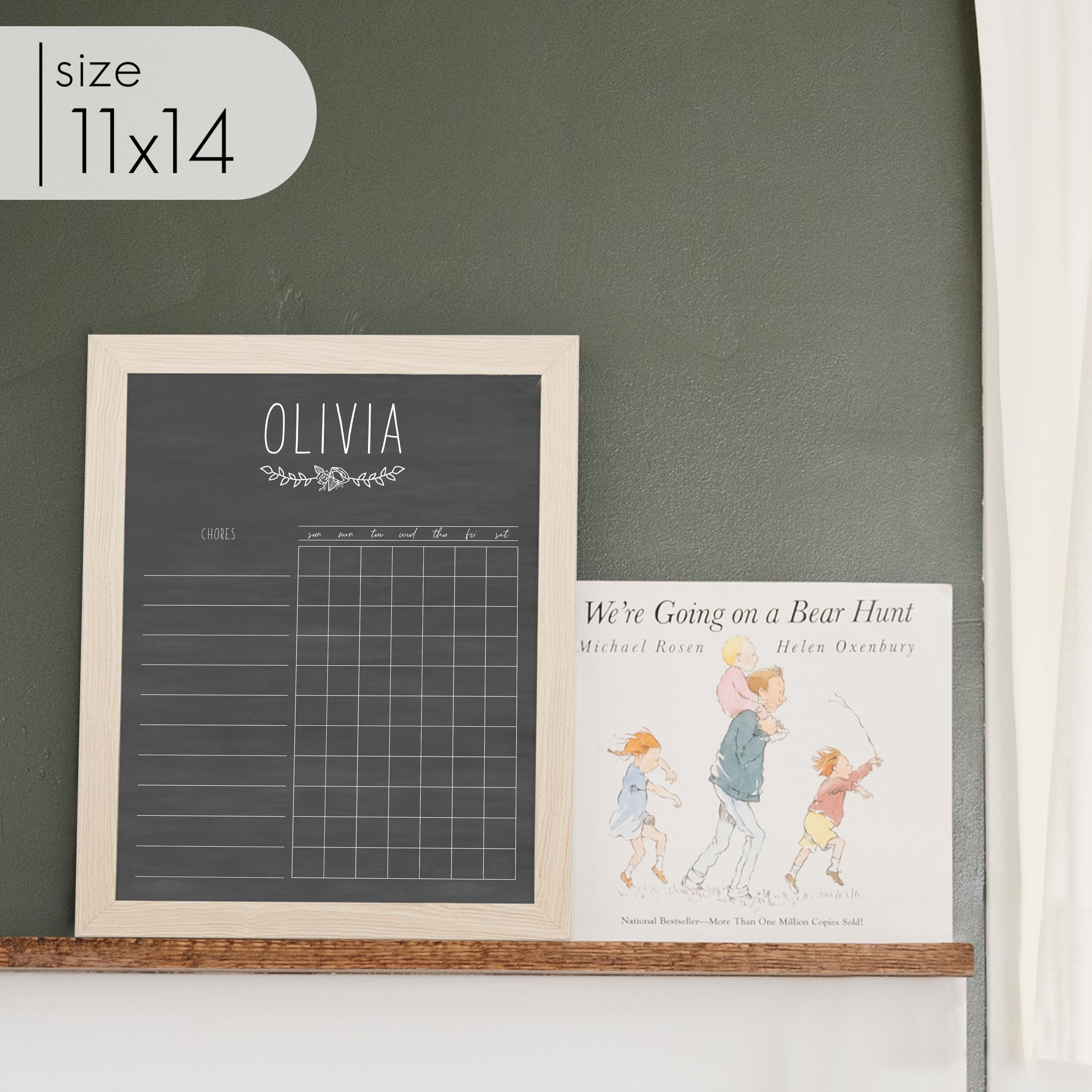 1 Person Framed Chalkboard Chore Chart  | Vertical Lucy