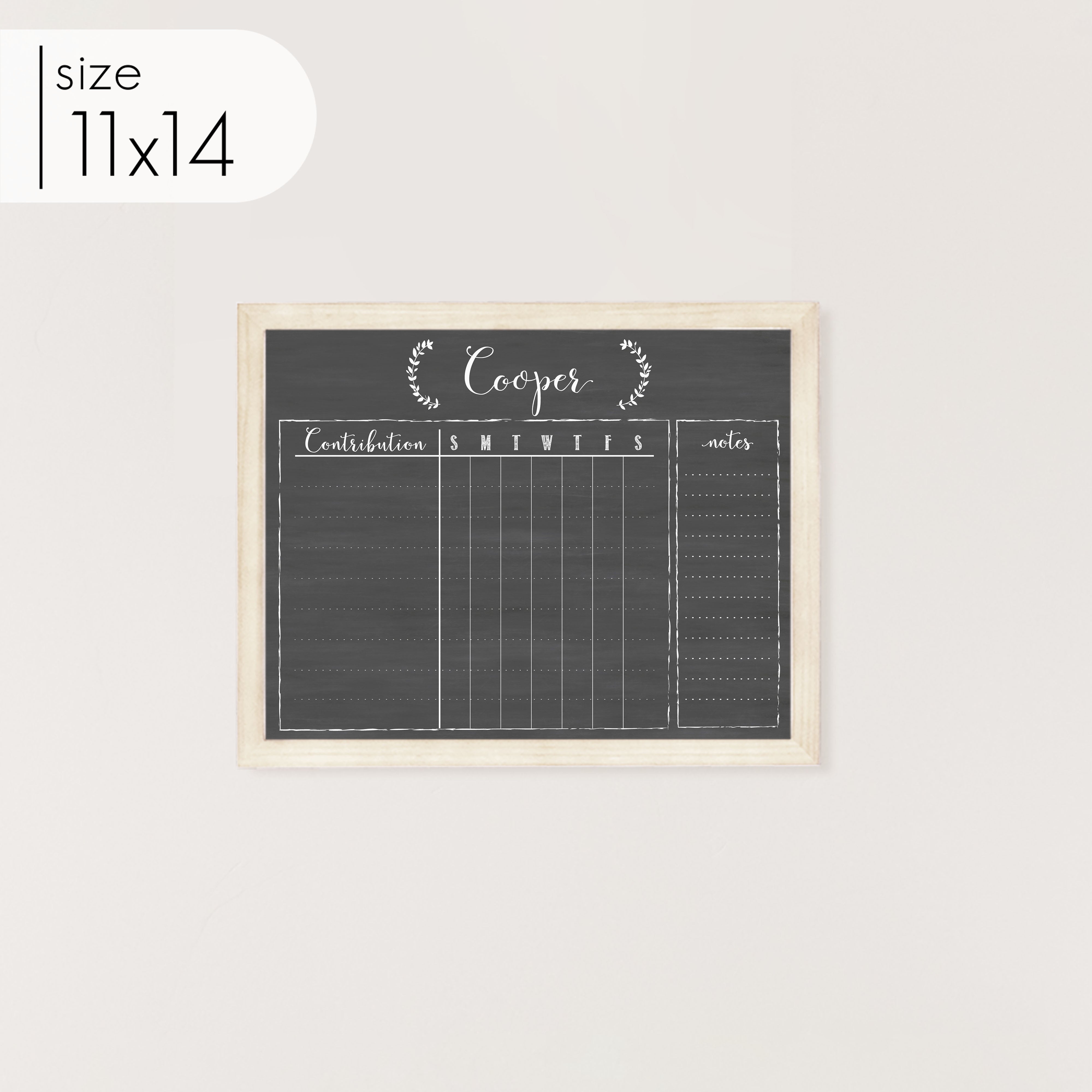 1 Person Framed Chalkboard Chore Chart | Horizontal Eagleton