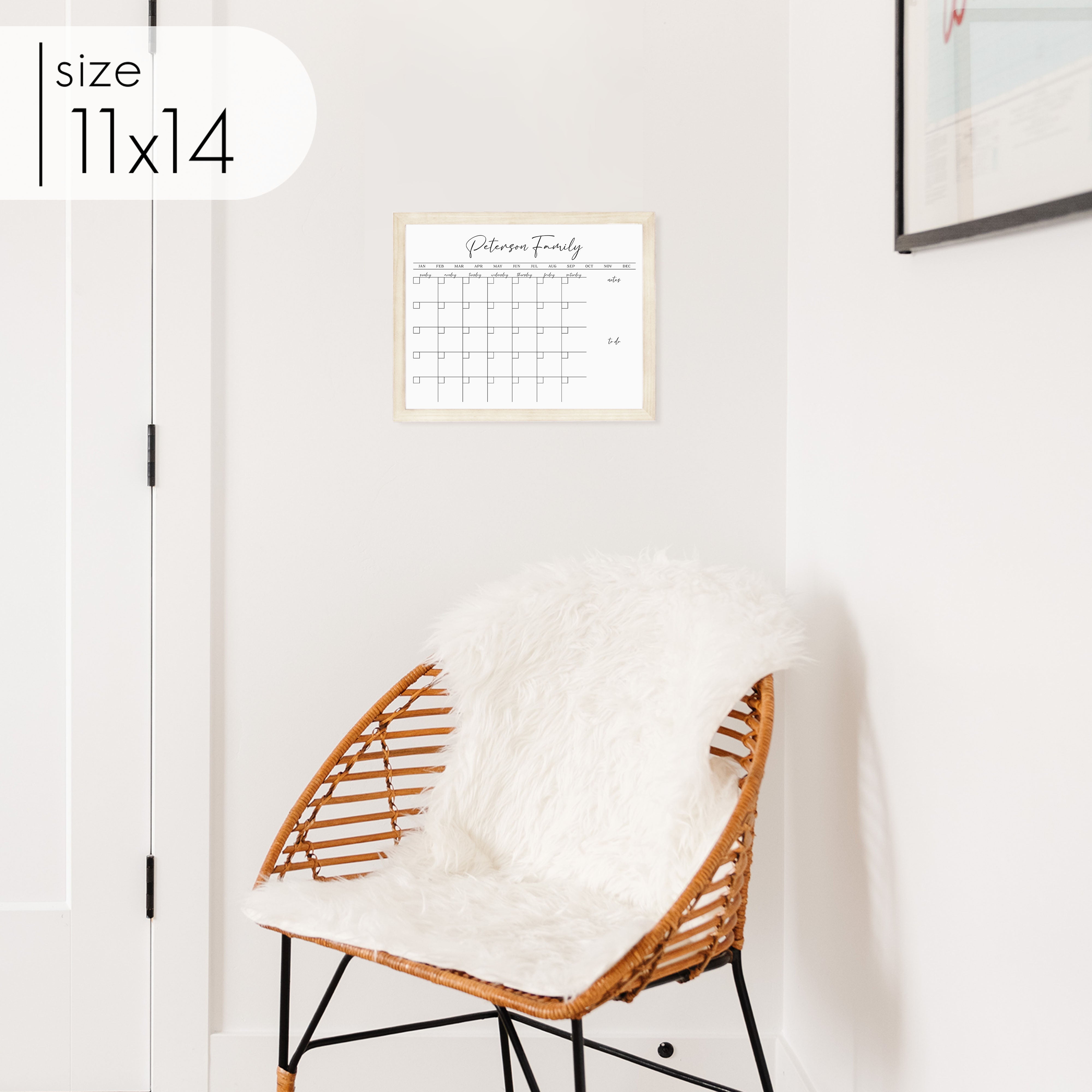 Monthly Framed Whiteboard Calendar + 2 sections | Horizontal Pennington