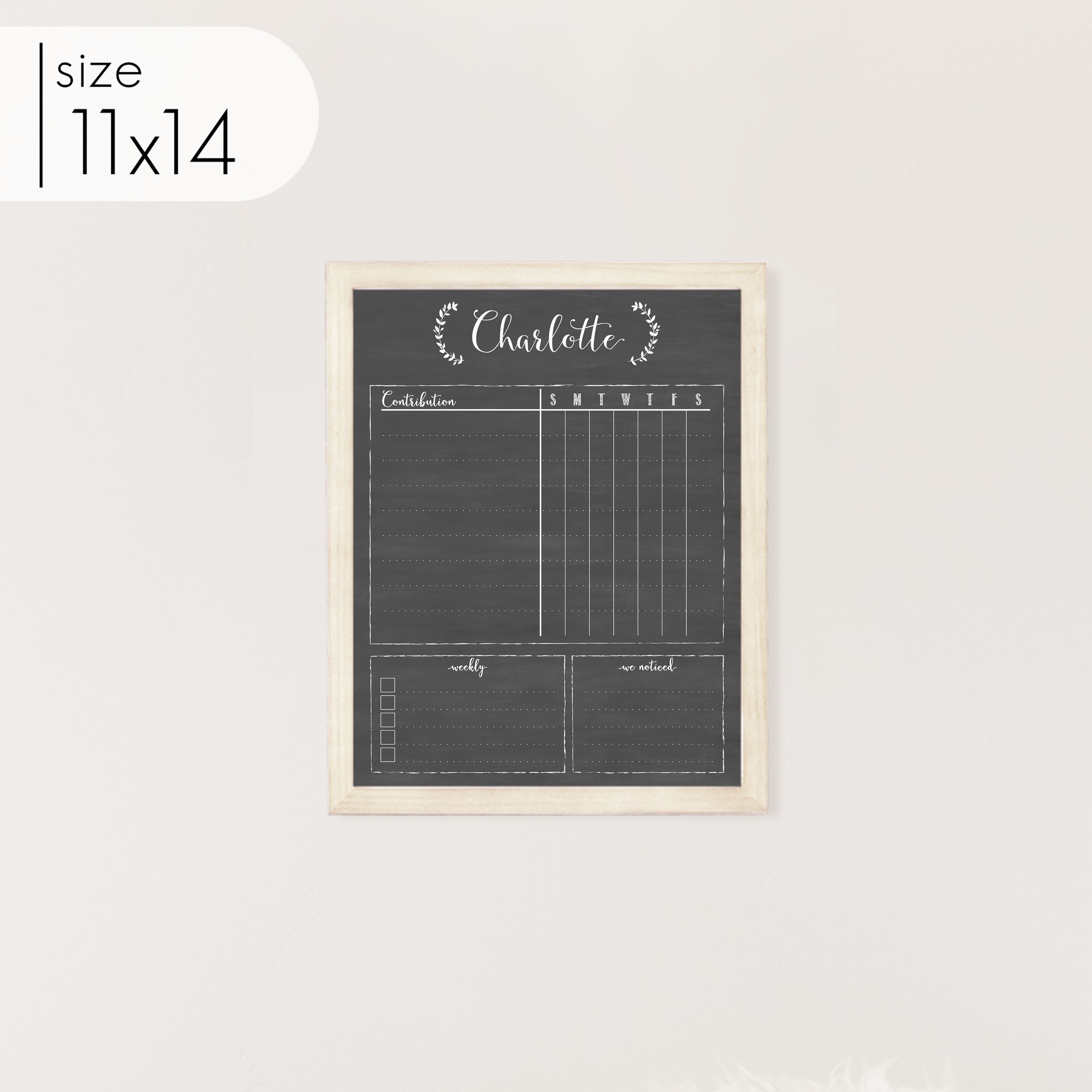 1 Person Framed Chalkboard Chore Chart  | Vertical Eagleton