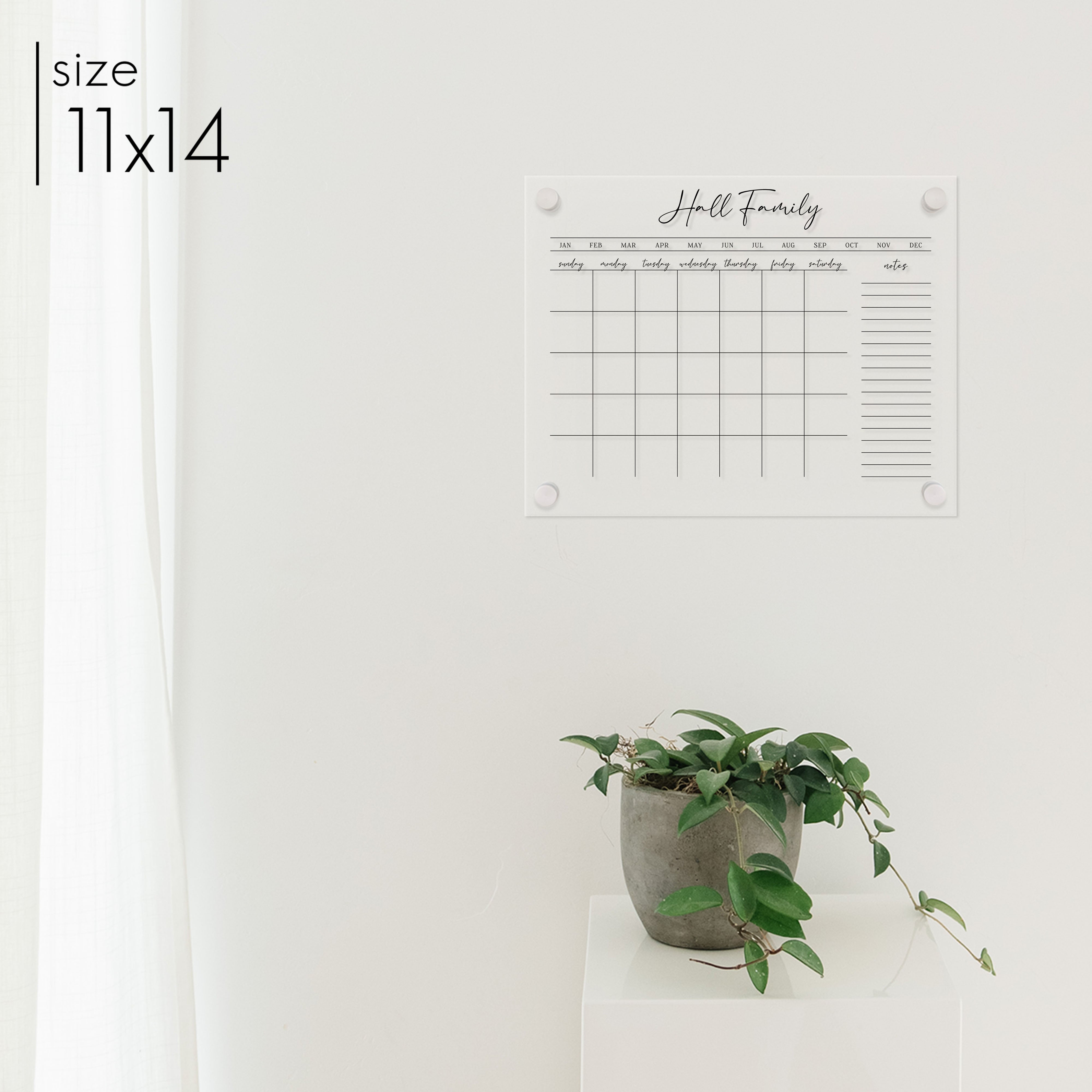 Monthly Acrylic Calendar + 1 Section | Horizontal Pennington