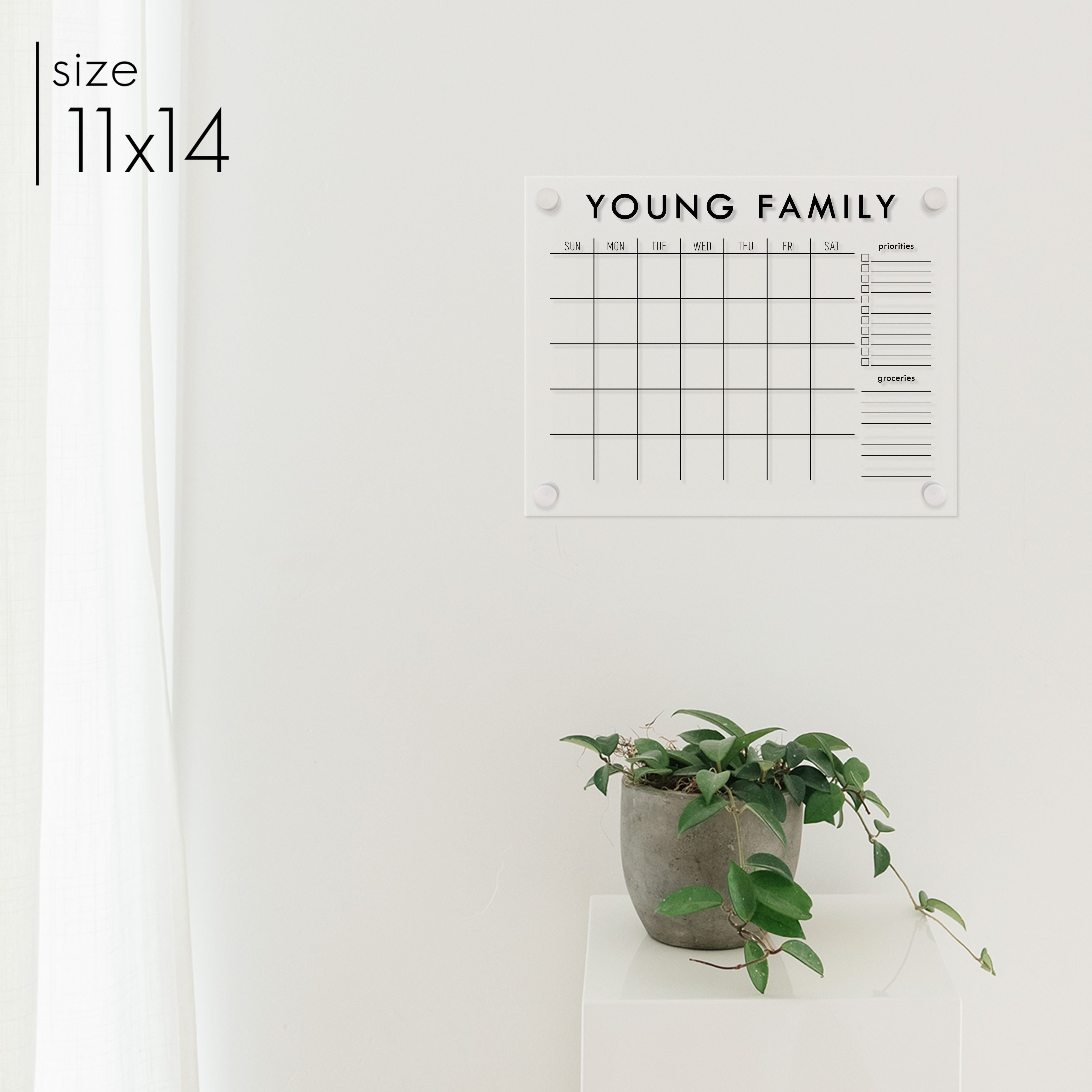 Monthly Acrylic Calendar + 2 Sections | Horizontal Madi