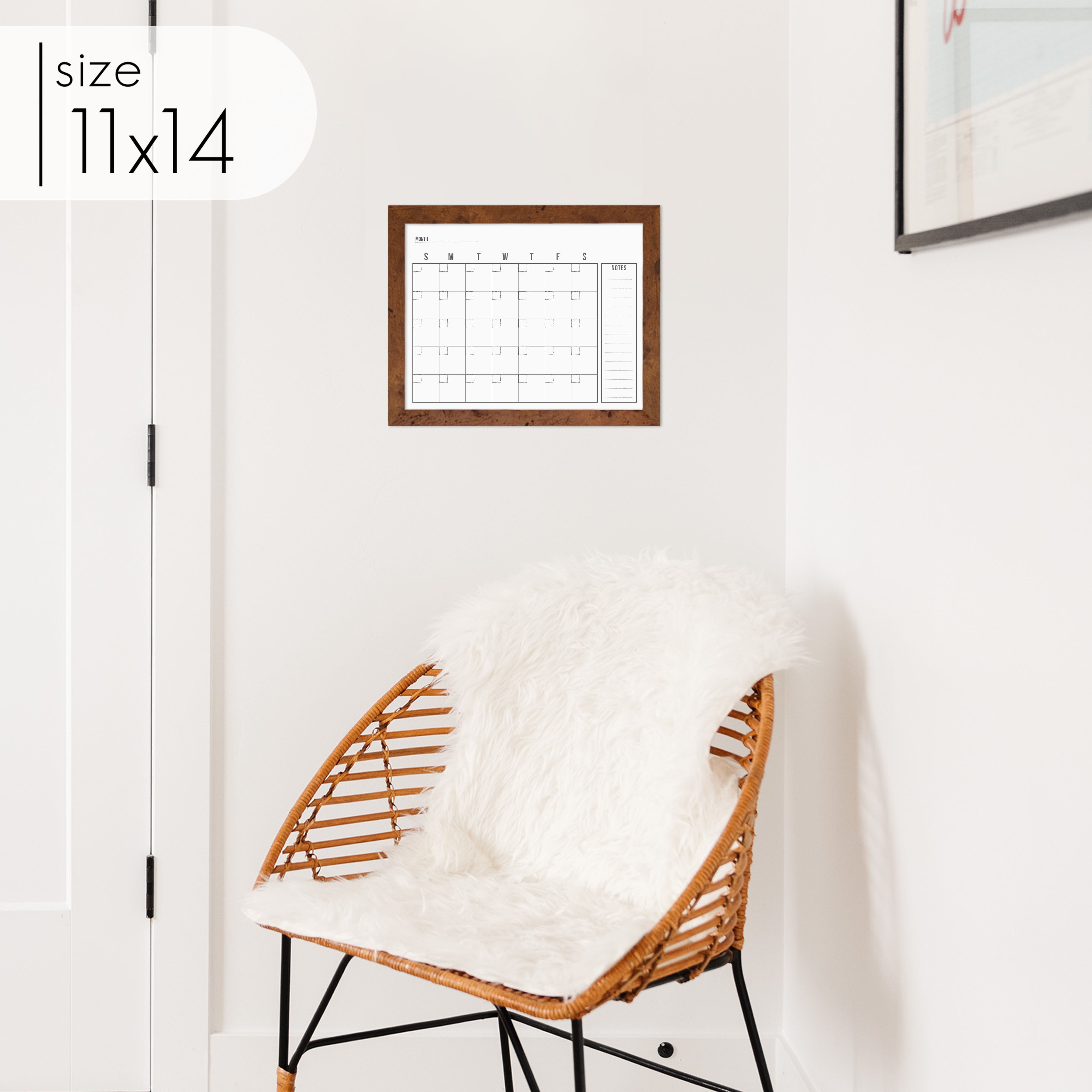 Monthly Framed Whiteboard Calendar + 1 section | Horizontal Dwyer