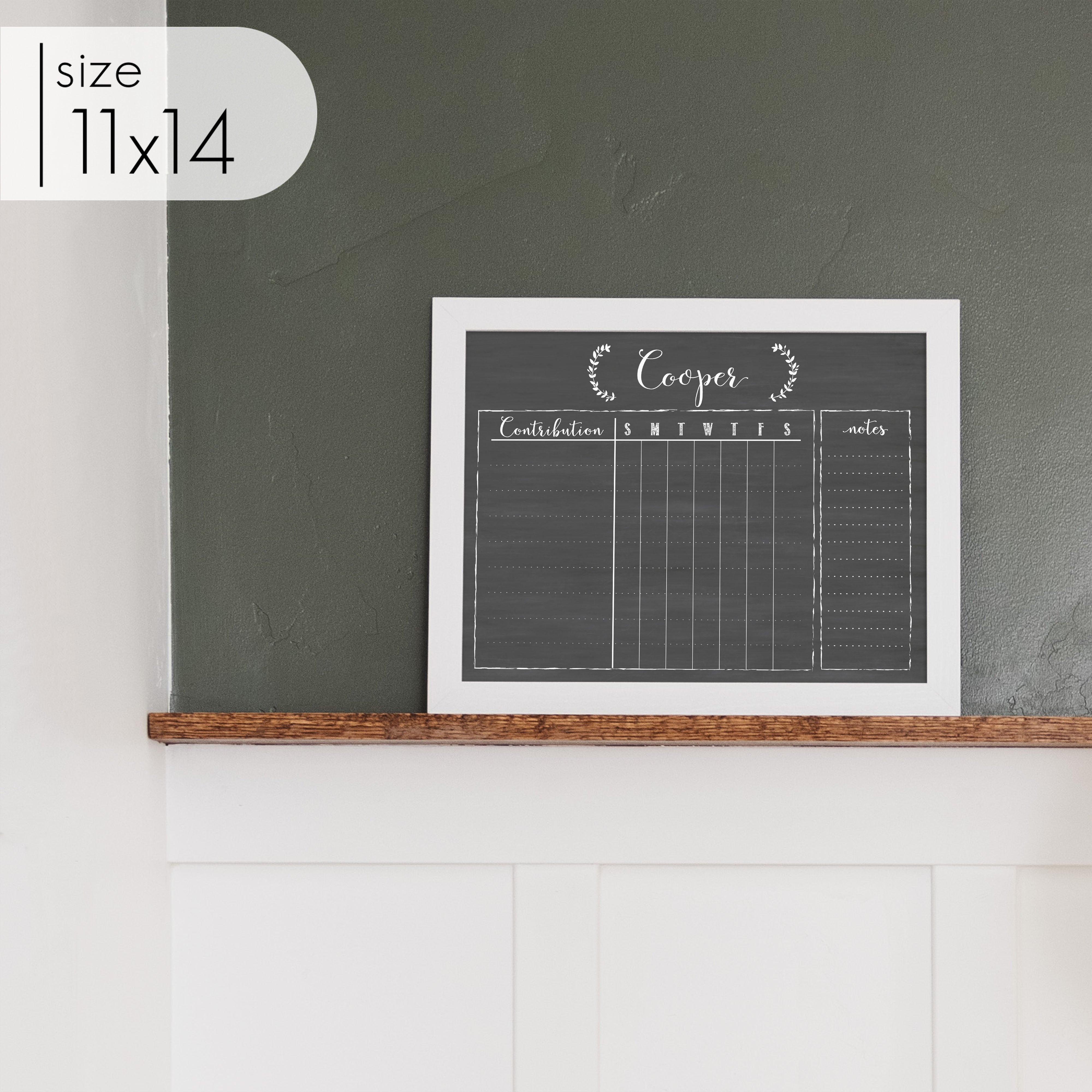 1 Person Framed Chalkboard Chore Chart | Horizontal Eagleton