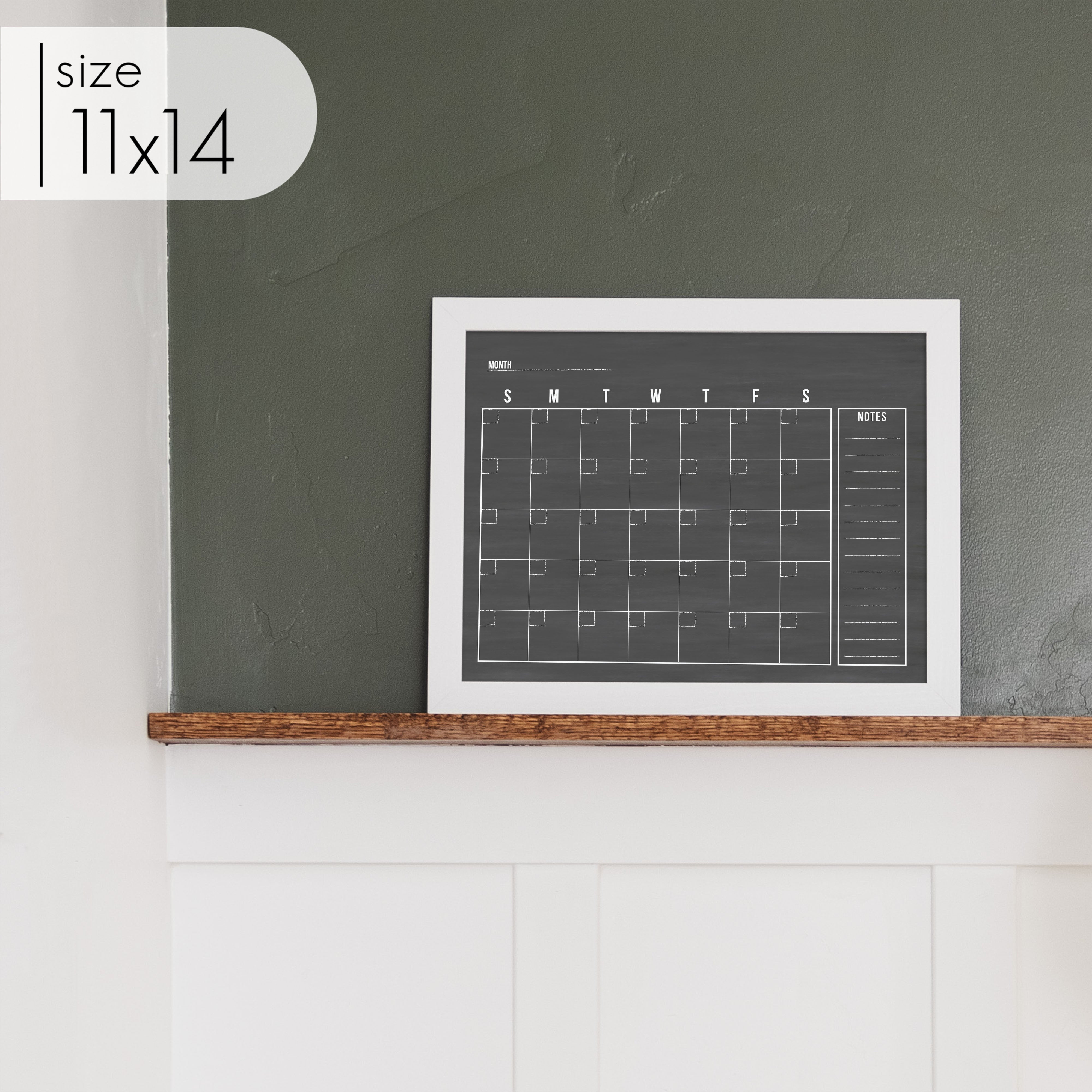 Monthly Framed Chalkboard Calendar + 1 section | Horizontal Dwyer