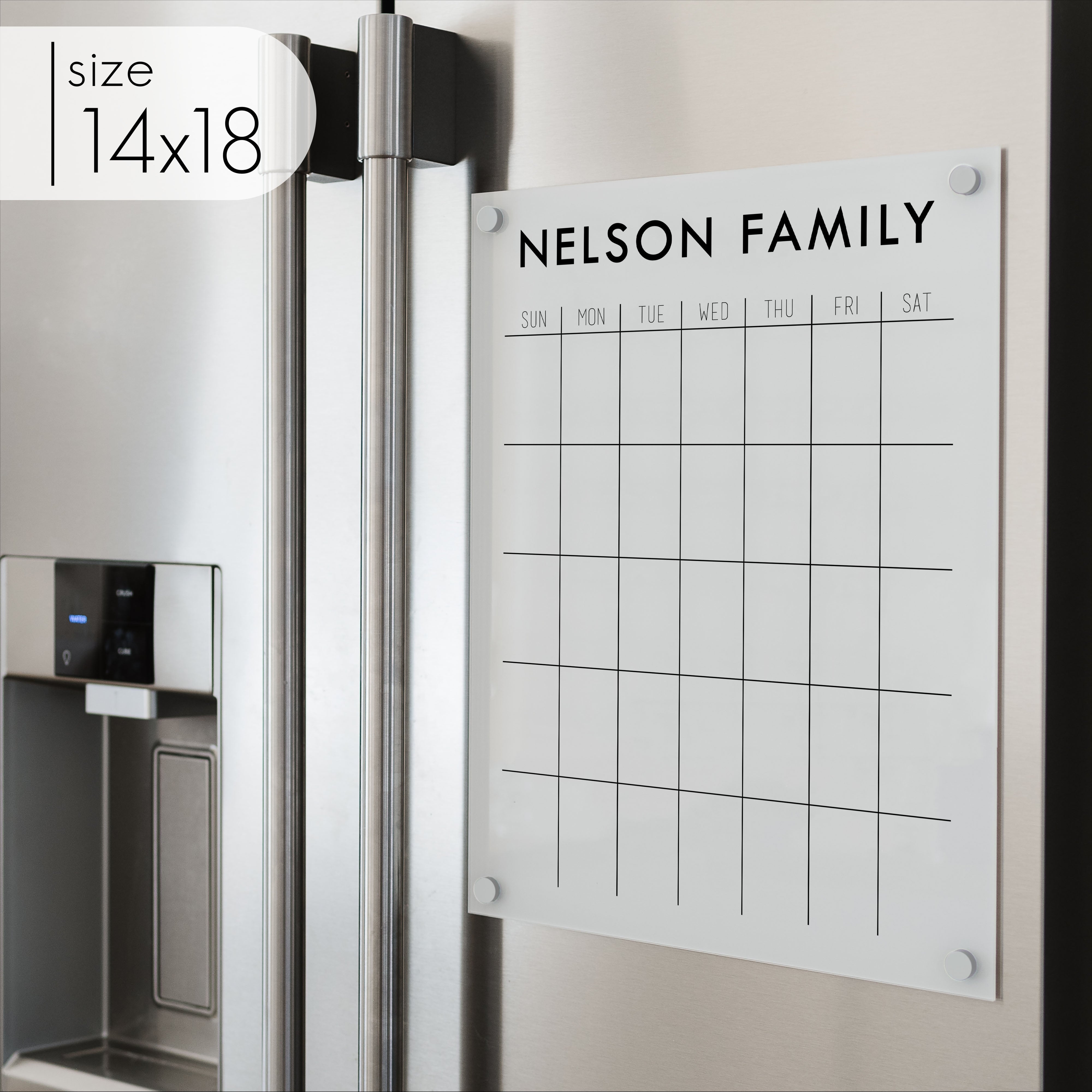 Monthly Acrylic White Fridge Calendar | Vertical Madi