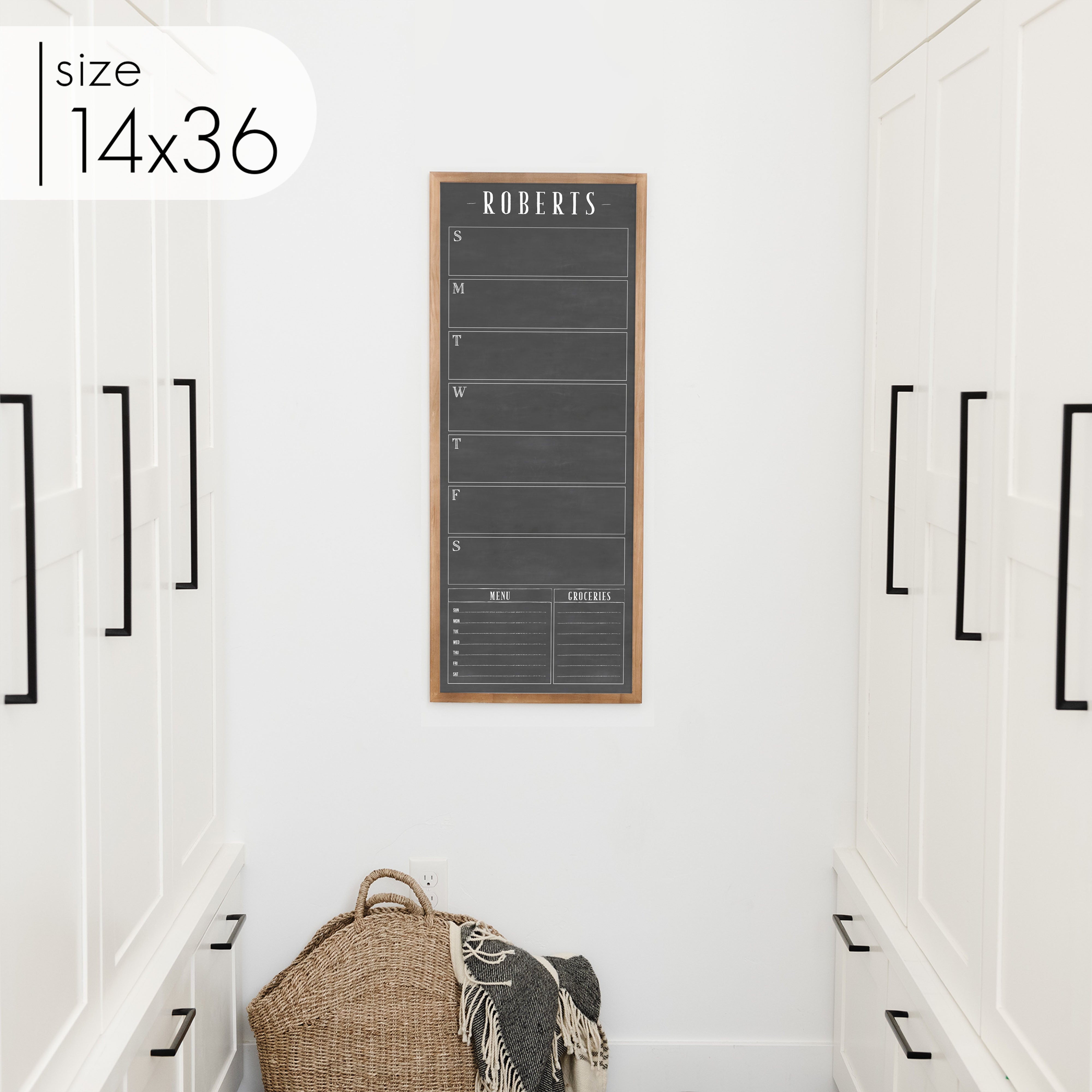 Slim Weekly Framed Chalkboard + 2 sections | Vertical Swanson