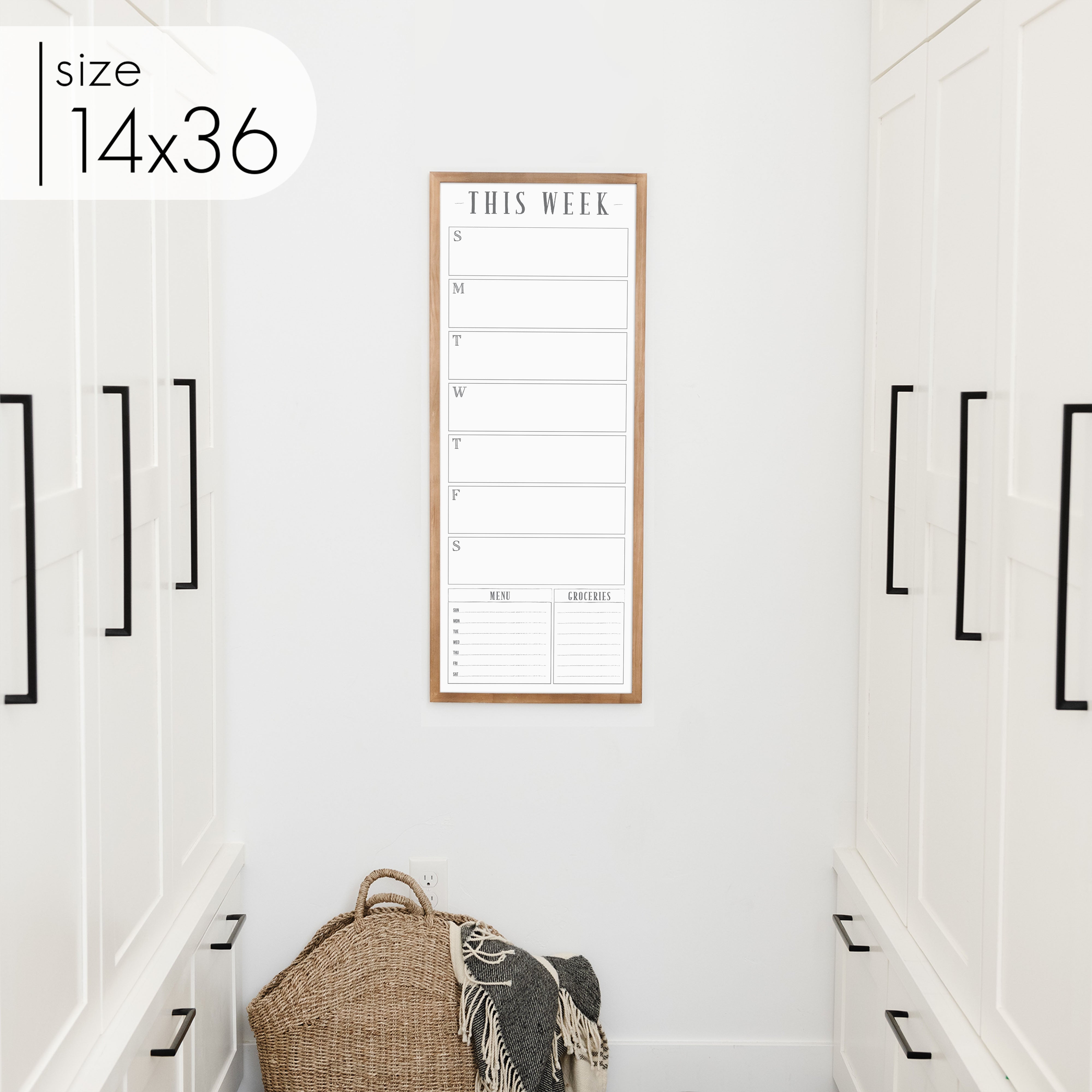 Slim Weekly Framed Whiteboard + 2 sections | Vertical Swanson