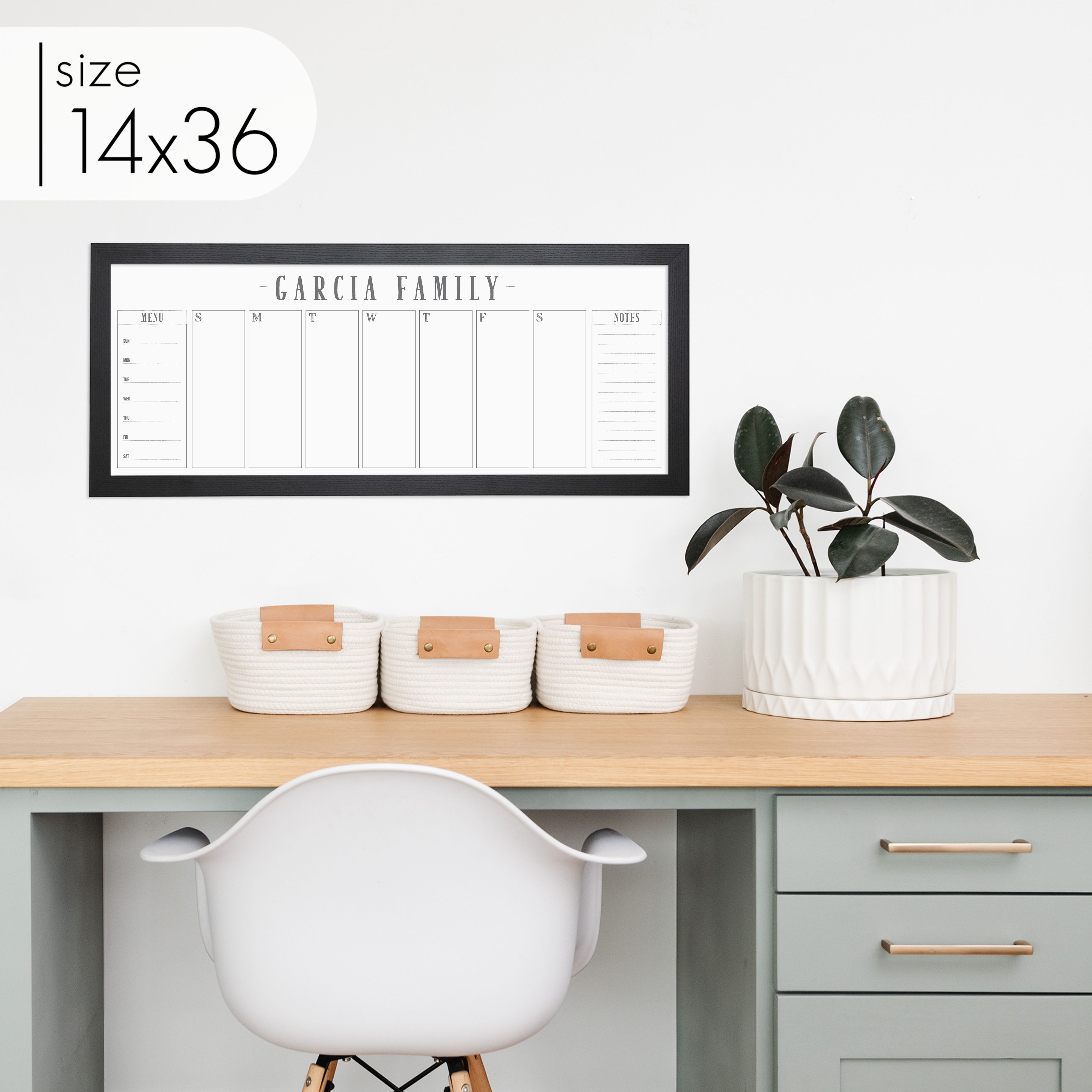Slim Weekly Framed Whiteboard + 2 sections | Horizontal Swanson