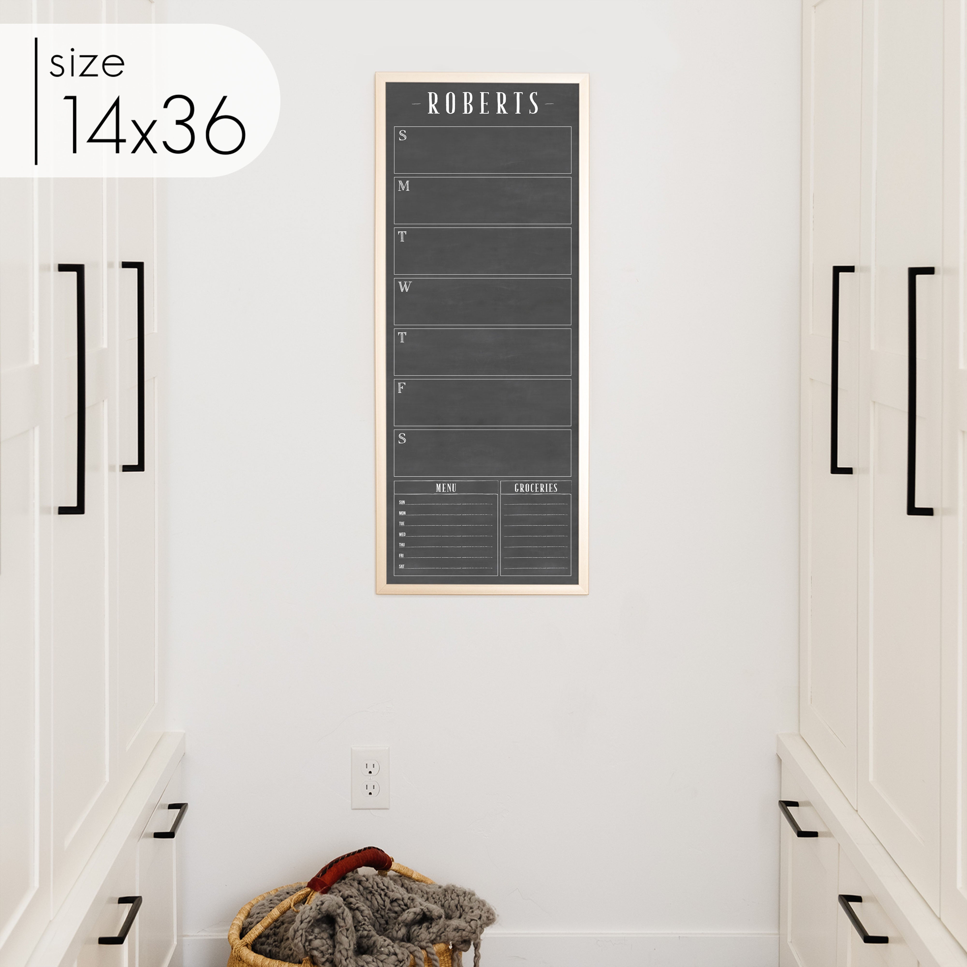 Slim Weekly Framed Chalkboard + 2 sections | Vertical Swanson