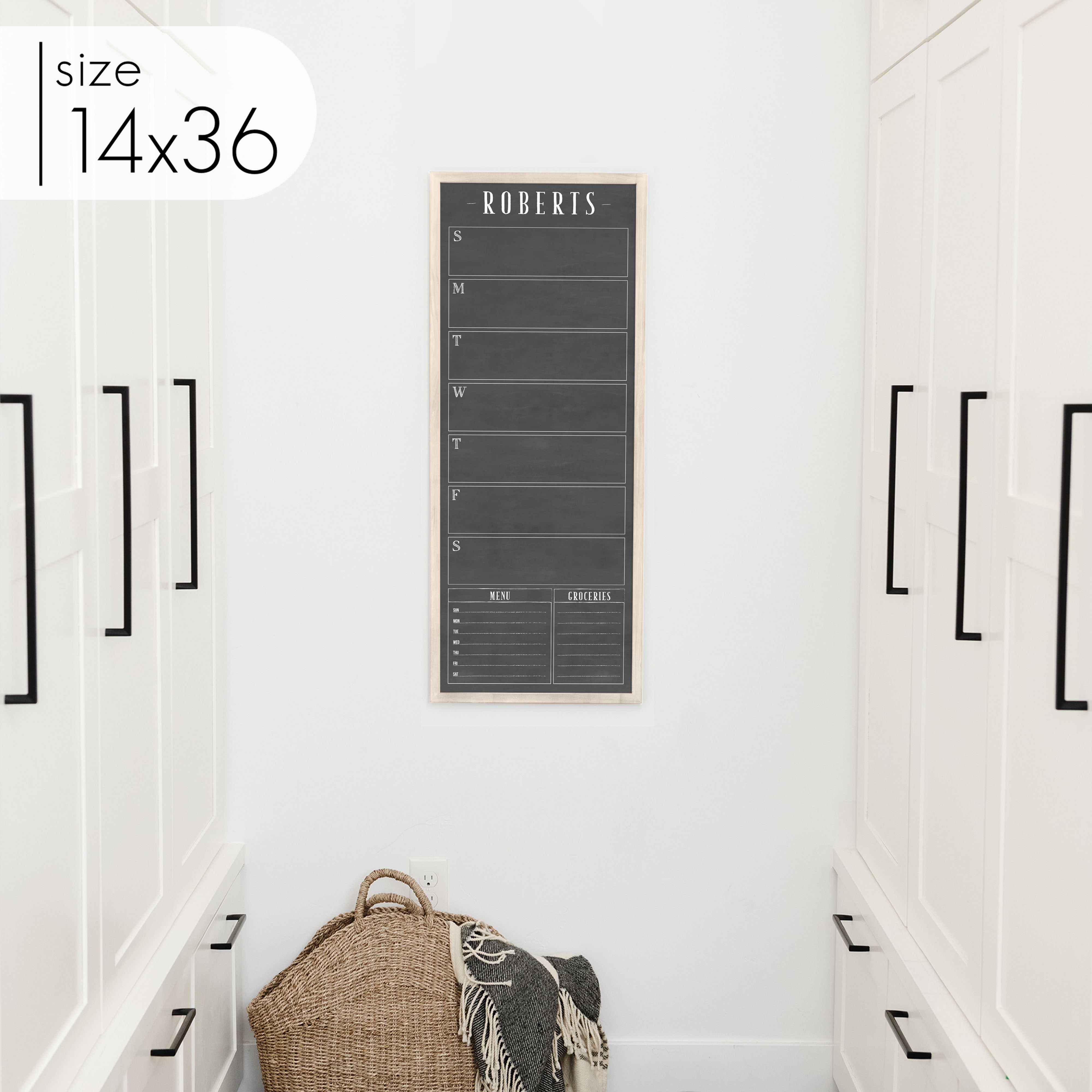 Slim Weekly Framed Chalkboard + 2 sections | Vertical Swanson