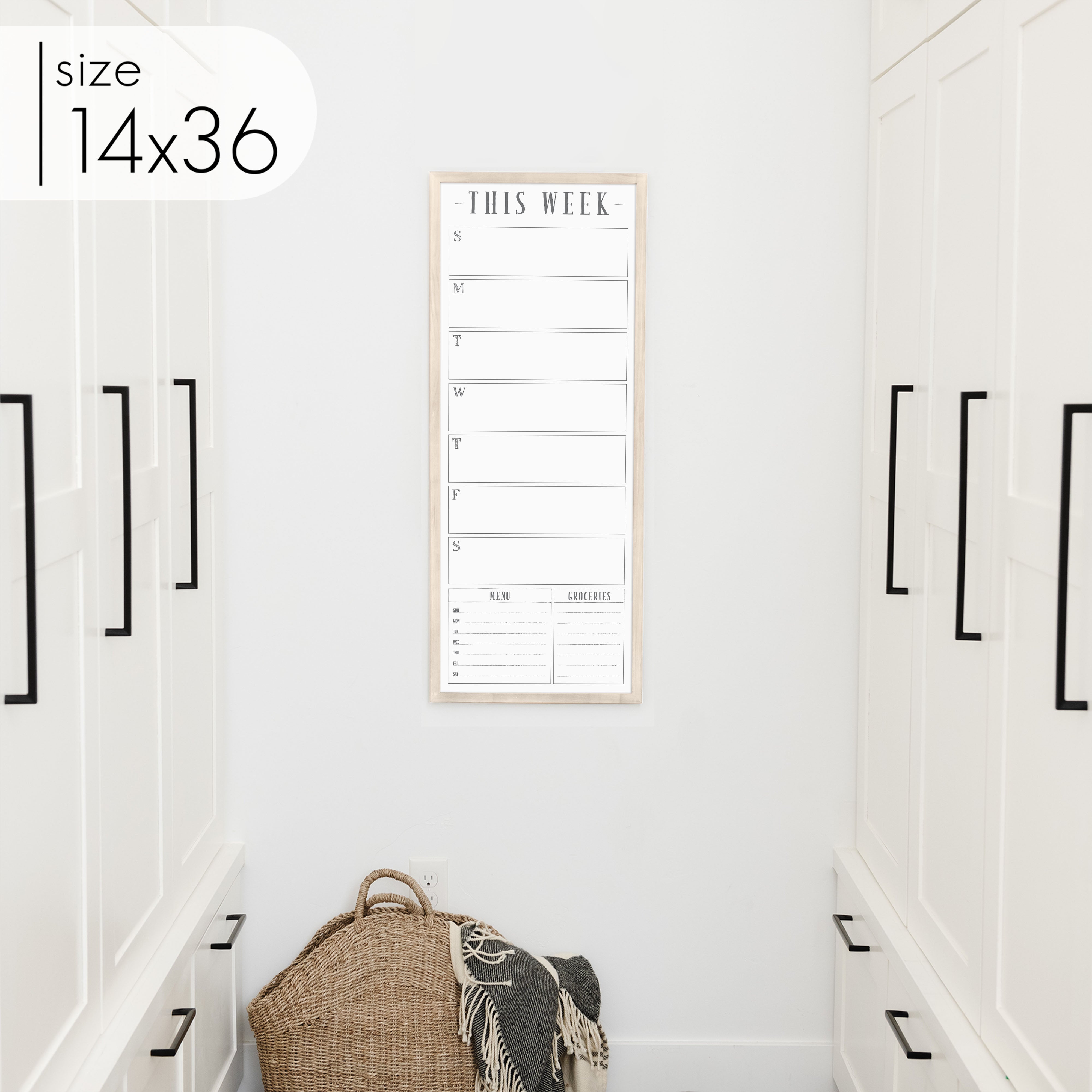 Slim Weekly Framed Whiteboard + 2 sections | Vertical Swanson