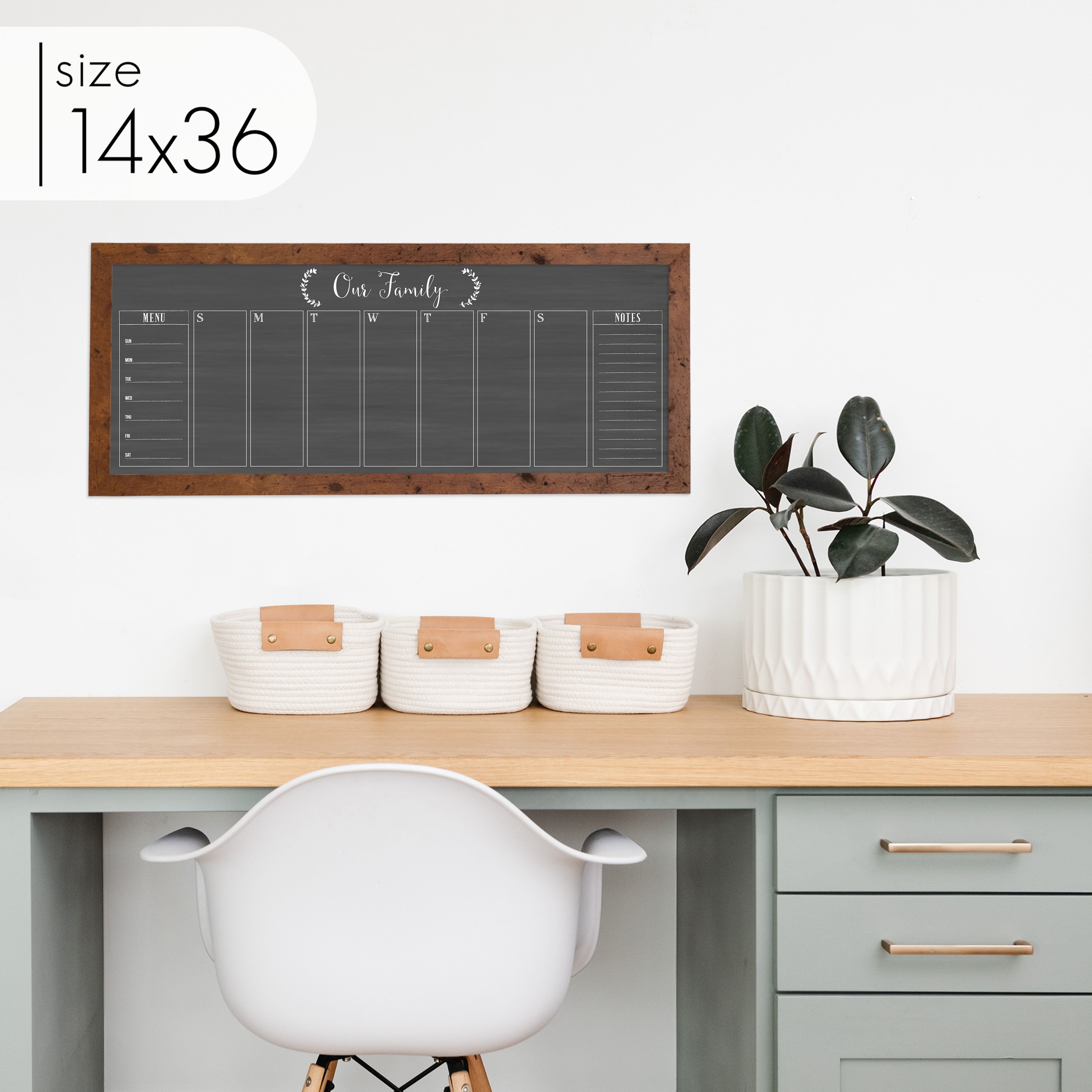 Slim Weekly Framed Chalkboard + 2 sections | Horizontal Eagleton