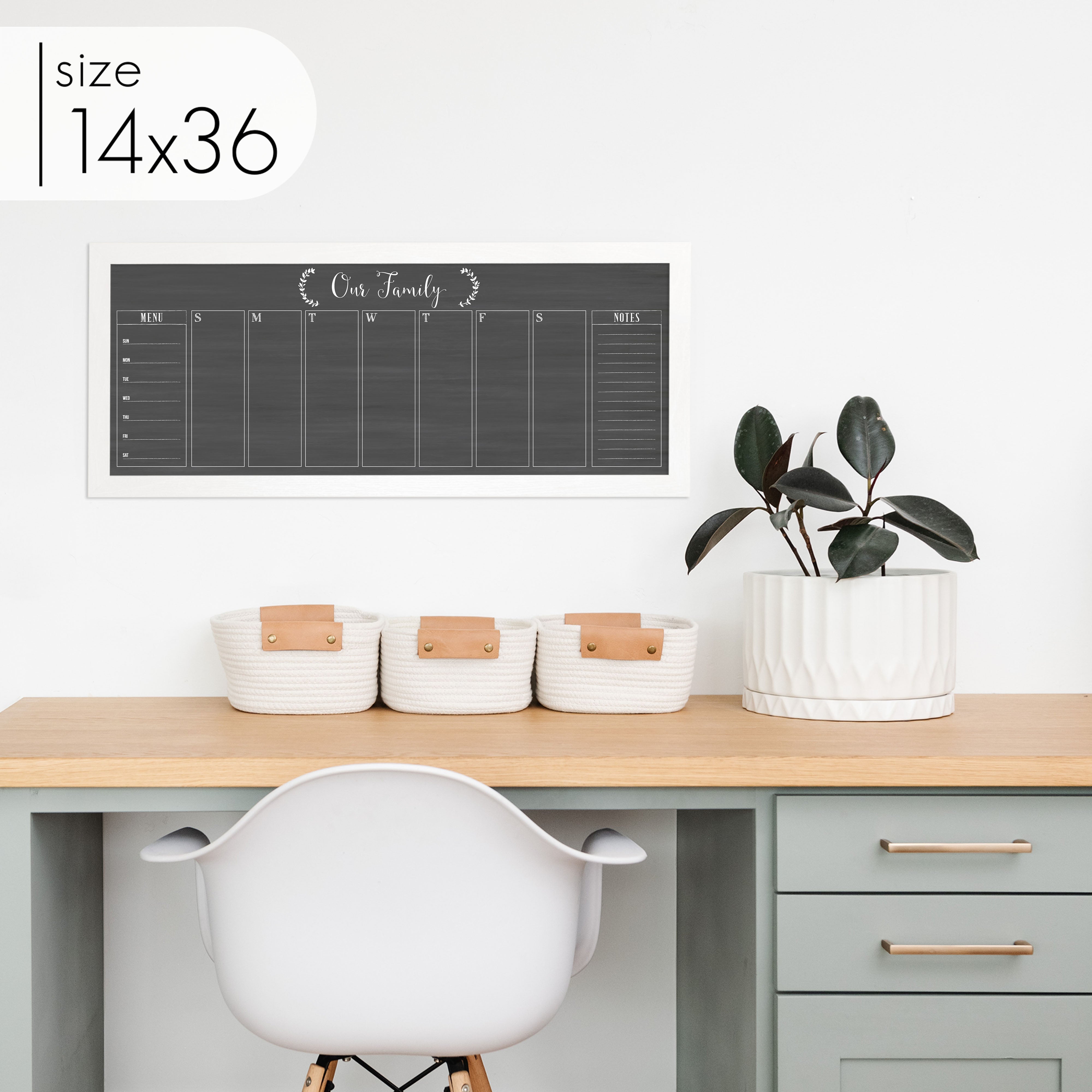 Slim Weekly Framed Chalkboard + 2 sections | Horizontal Eagleton