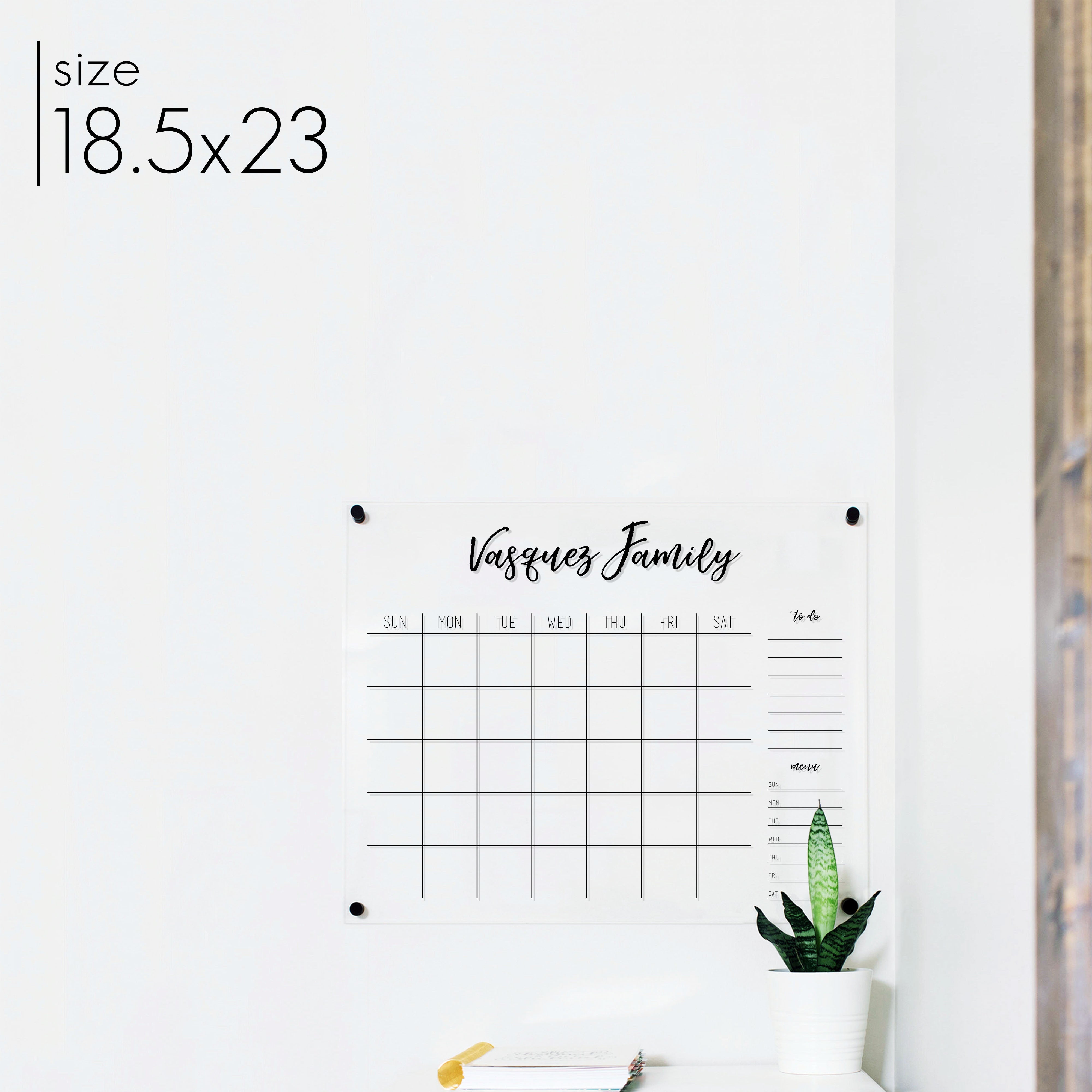 Monthly Acrylic Calendar + 2 Sections | Horizontal Traeger