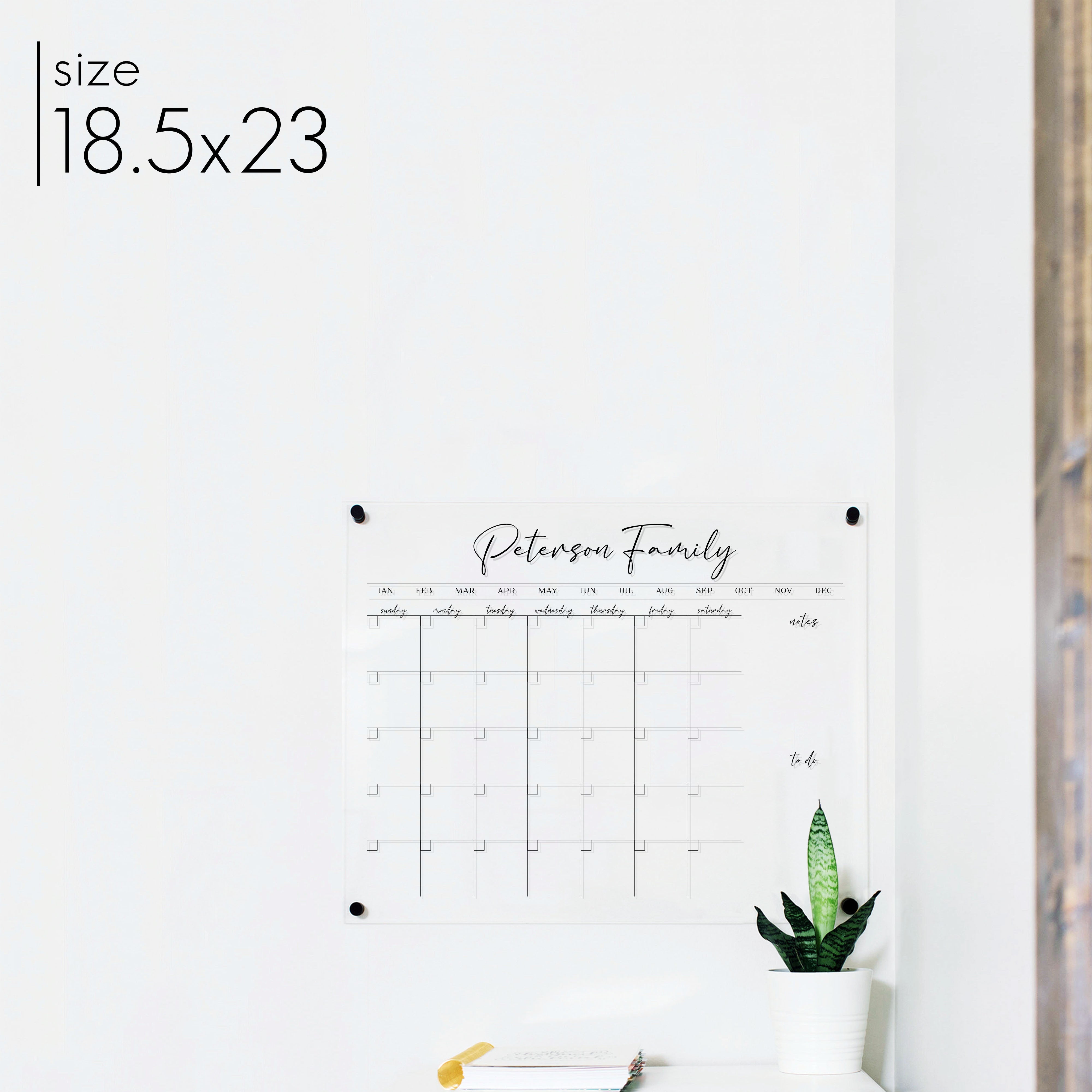 Monthly Acrylic Calendar + 2 Sections | Horizontal Pennington