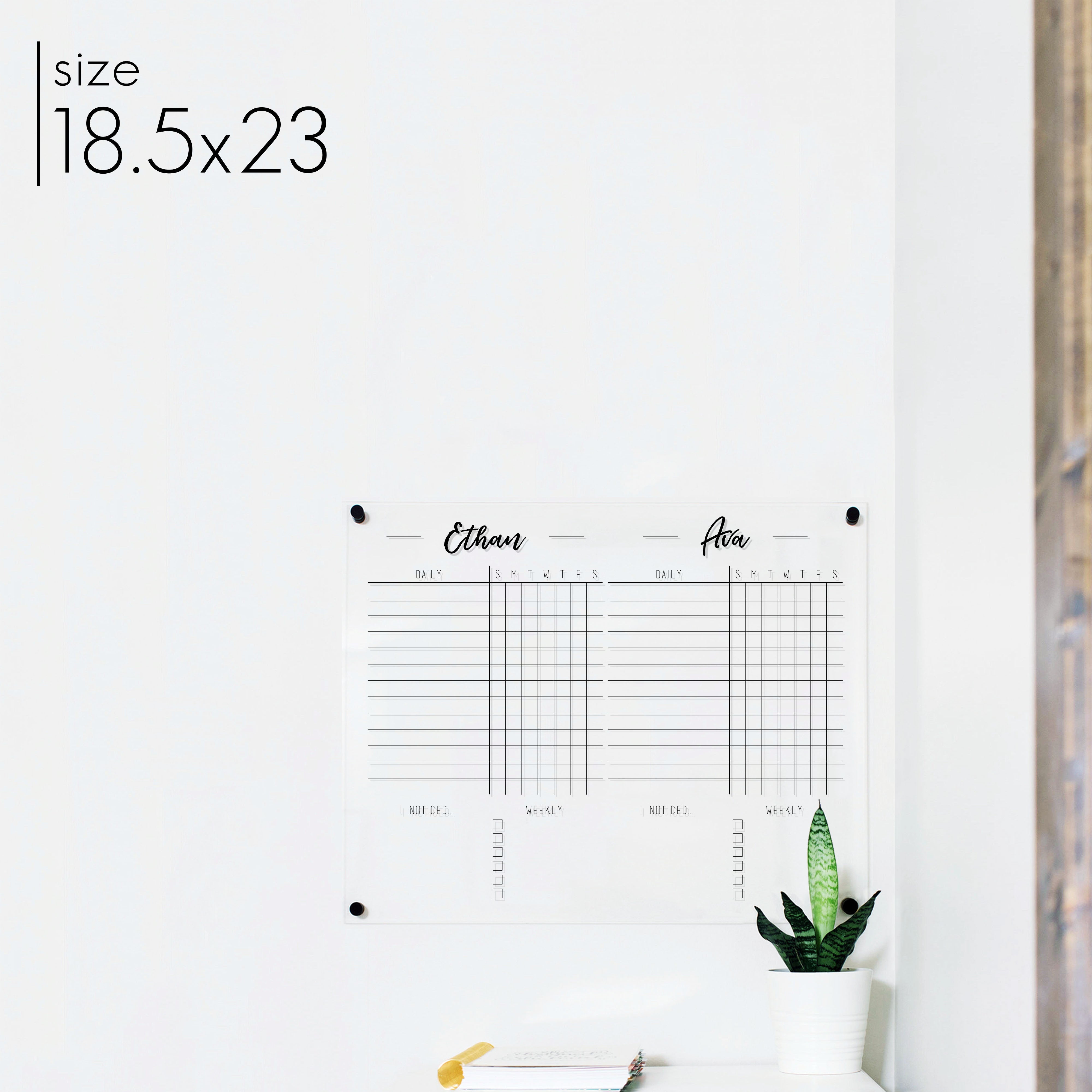 2 Person Acrylic Chore Chart | Horizontal Traeger