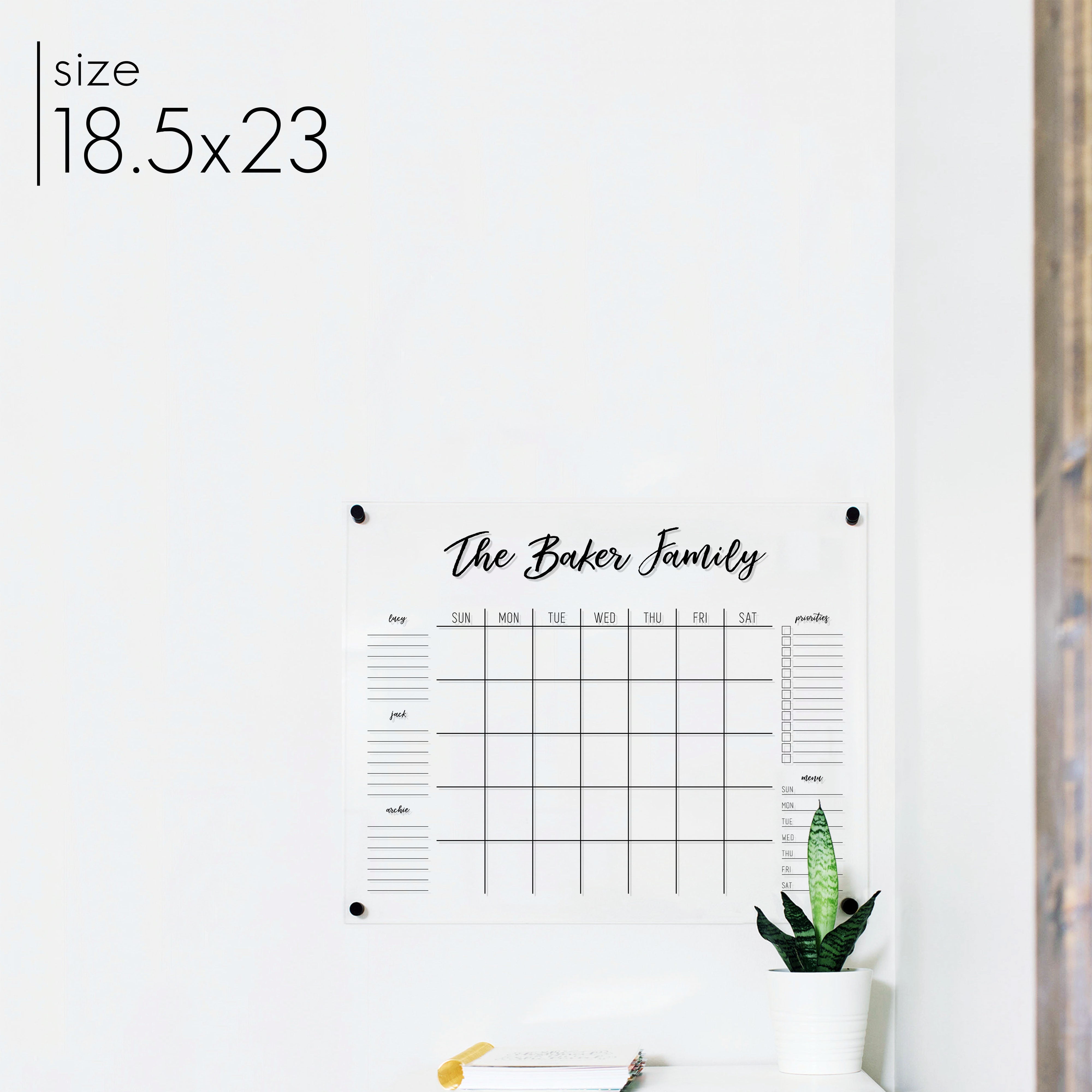 Monthly Acrylic Calendar + 5 Sections | Horizontal Traeger