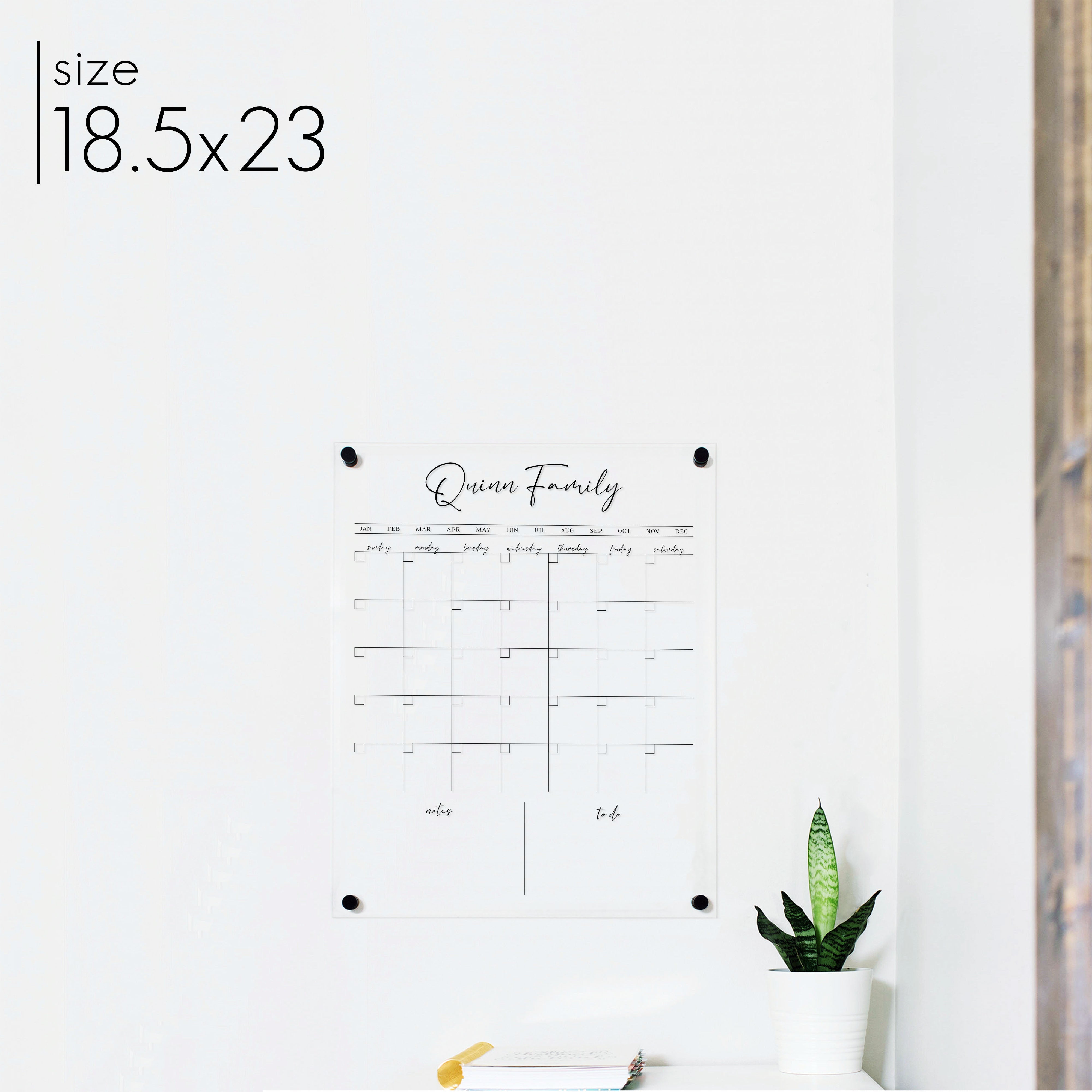 Monthly Acrylic Calendar + 2 Sections | Vertical Pennington