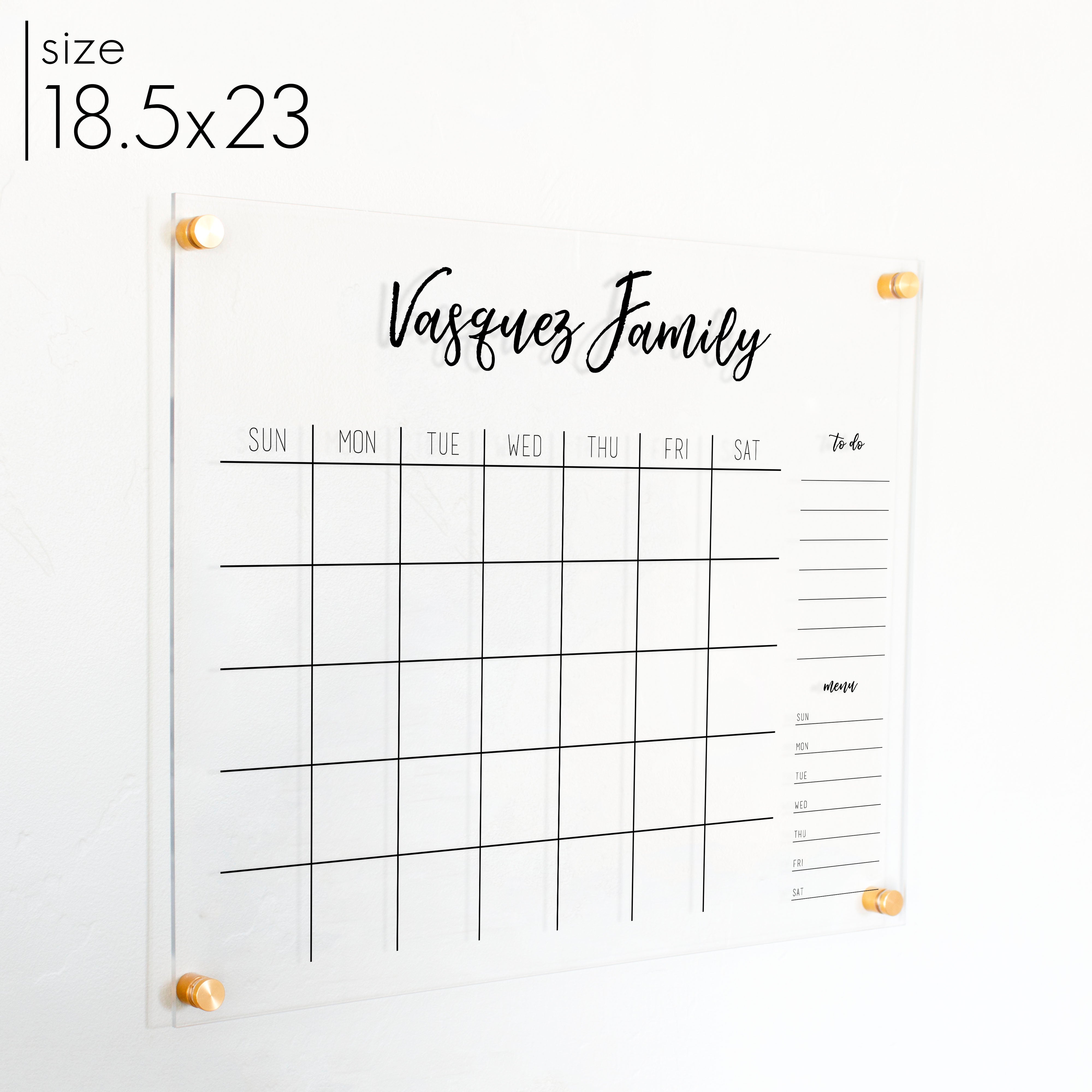 Monthly Acrylic Calendar + 2 Sections | Horizontal Traeger