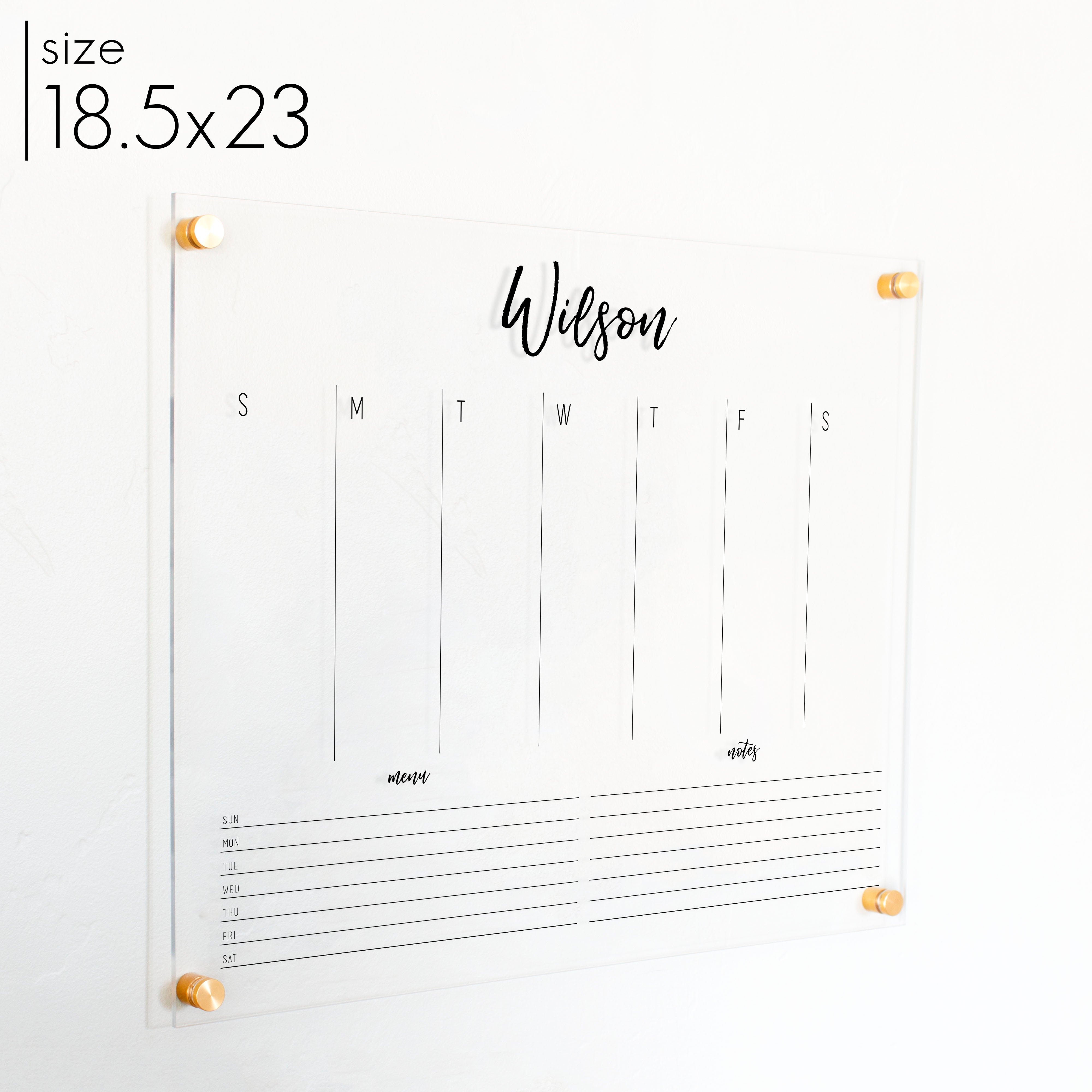 Weekly Acrylic Calendar + 2 Sections | Horizontal Traeger