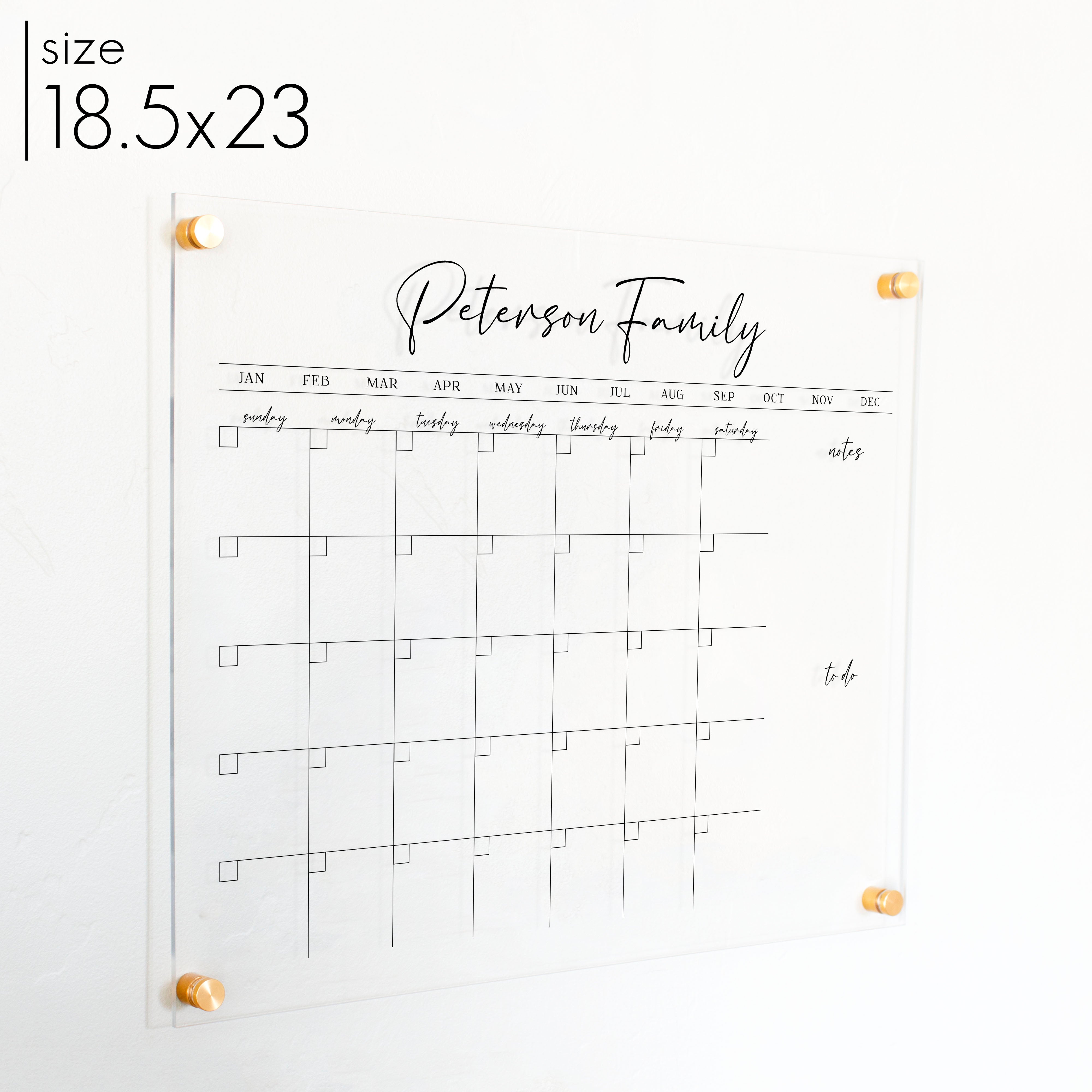 Monthly Acrylic Calendar + 2 Sections | Horizontal Pennington