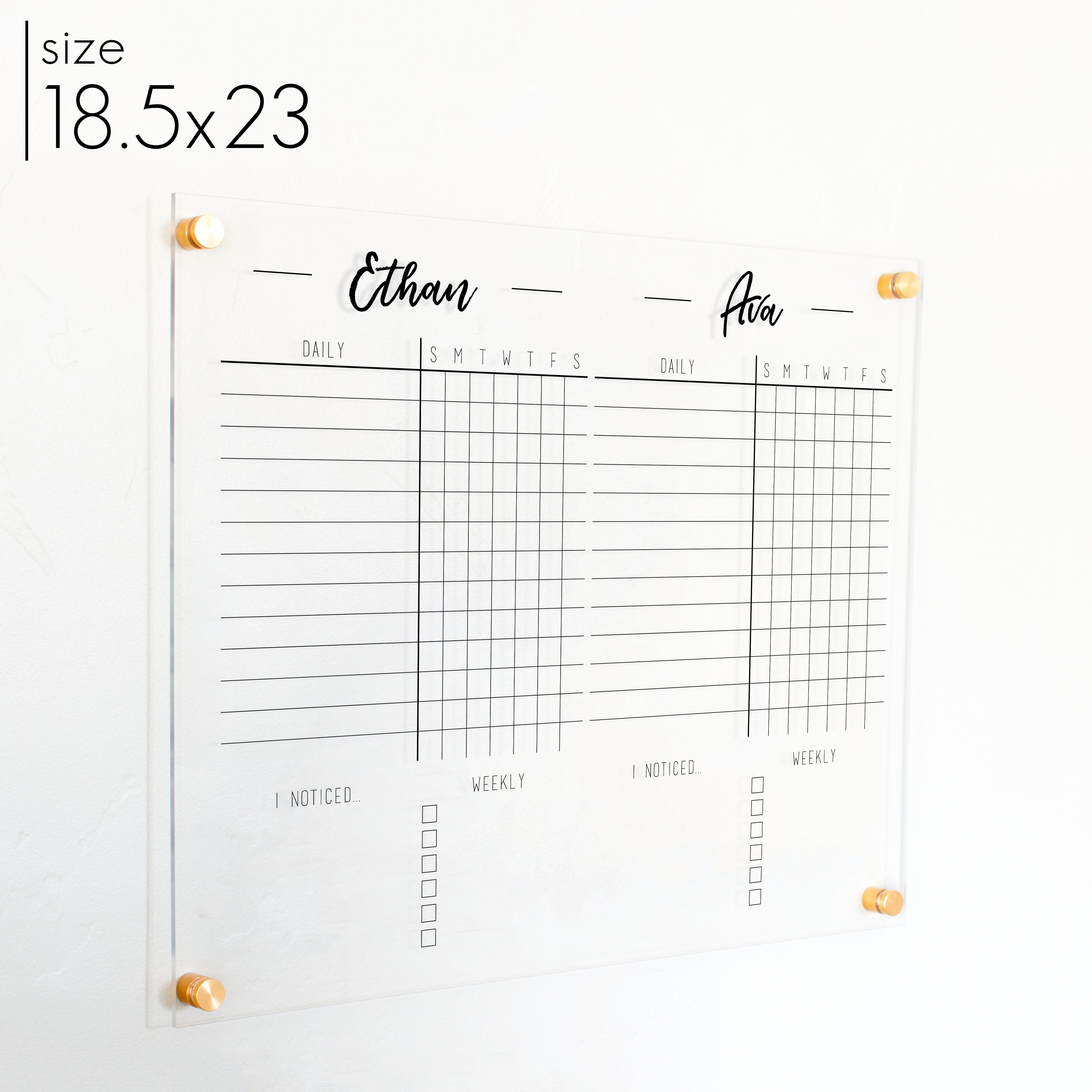 2 Person Acrylic Chore Chart | Horizontal Traeger