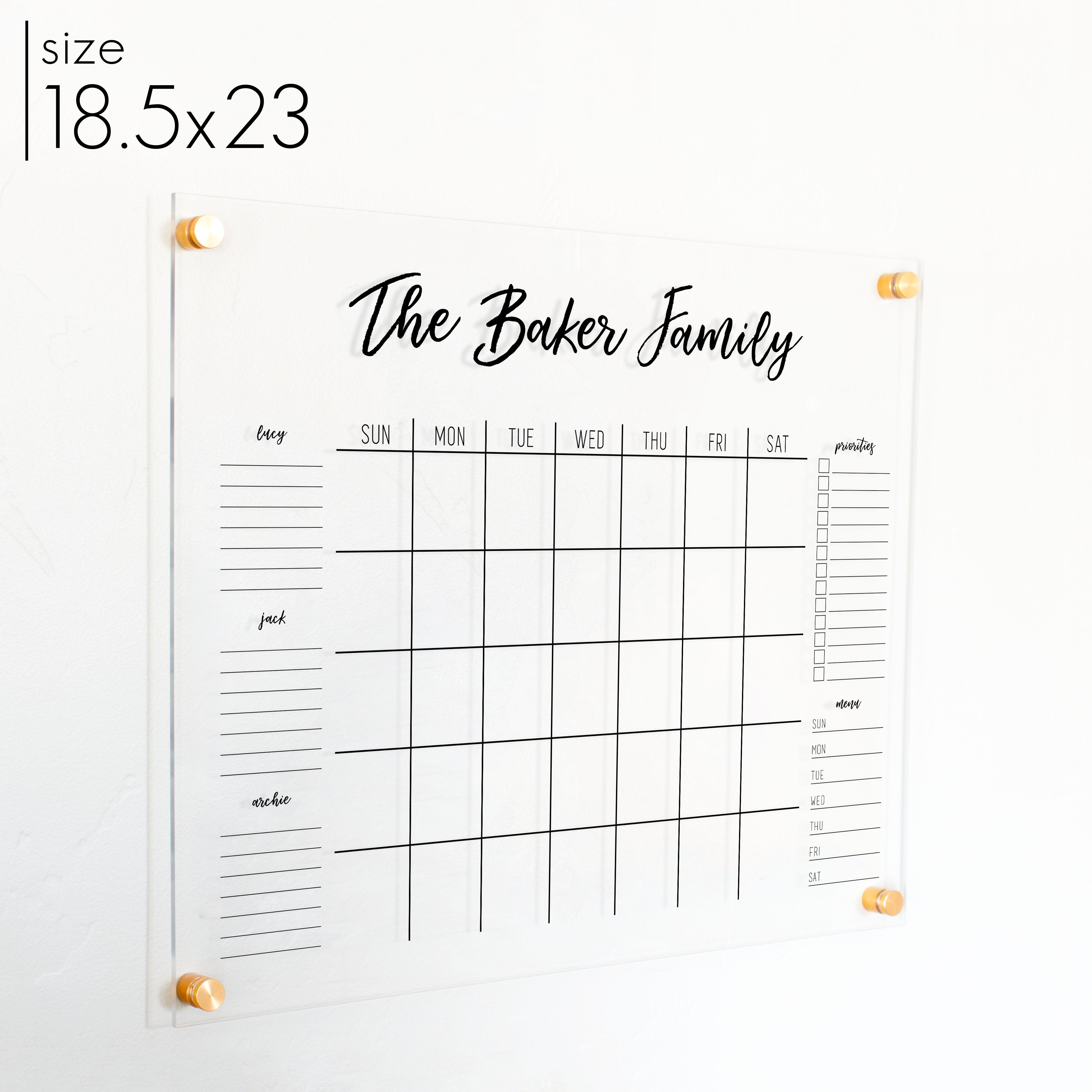 Monthly Acrylic Calendar + 5 Sections | Horizontal Traeger