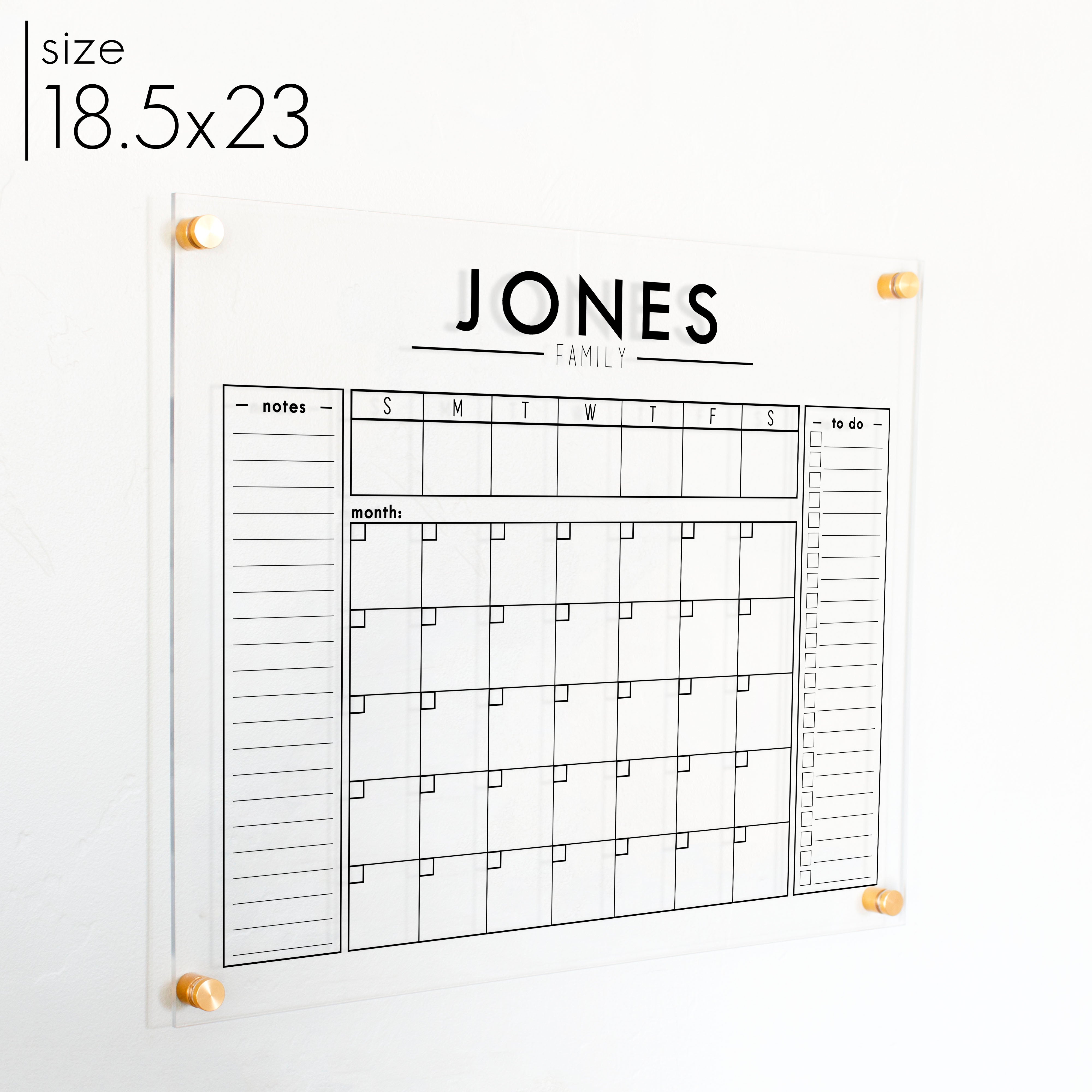 Week & Month Acrylic Calendar + 2 Sections | Horizontal Craig